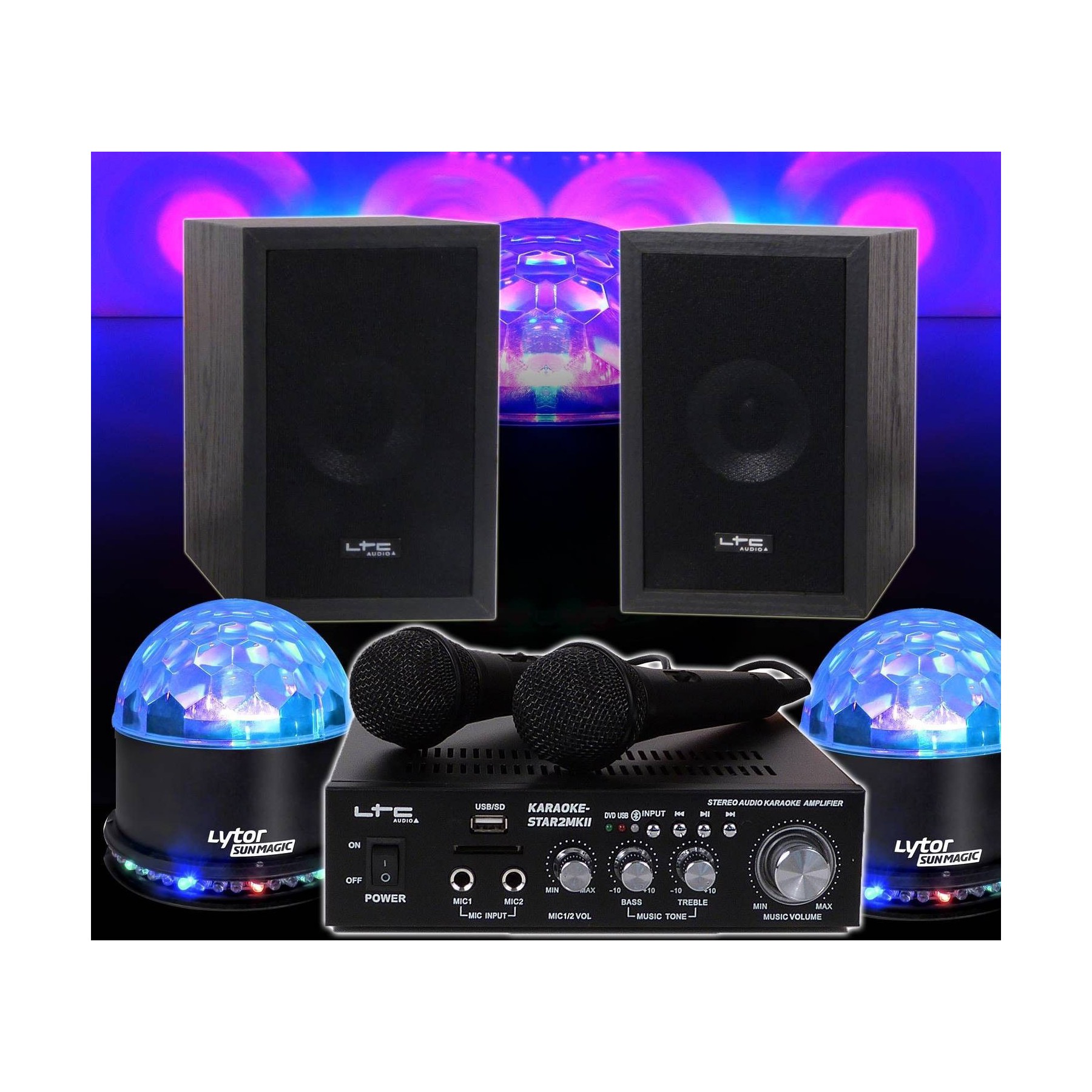 Jeu de lumières IBIZA Pack Karaoké enfant 2x50W STAR2MKII + 2