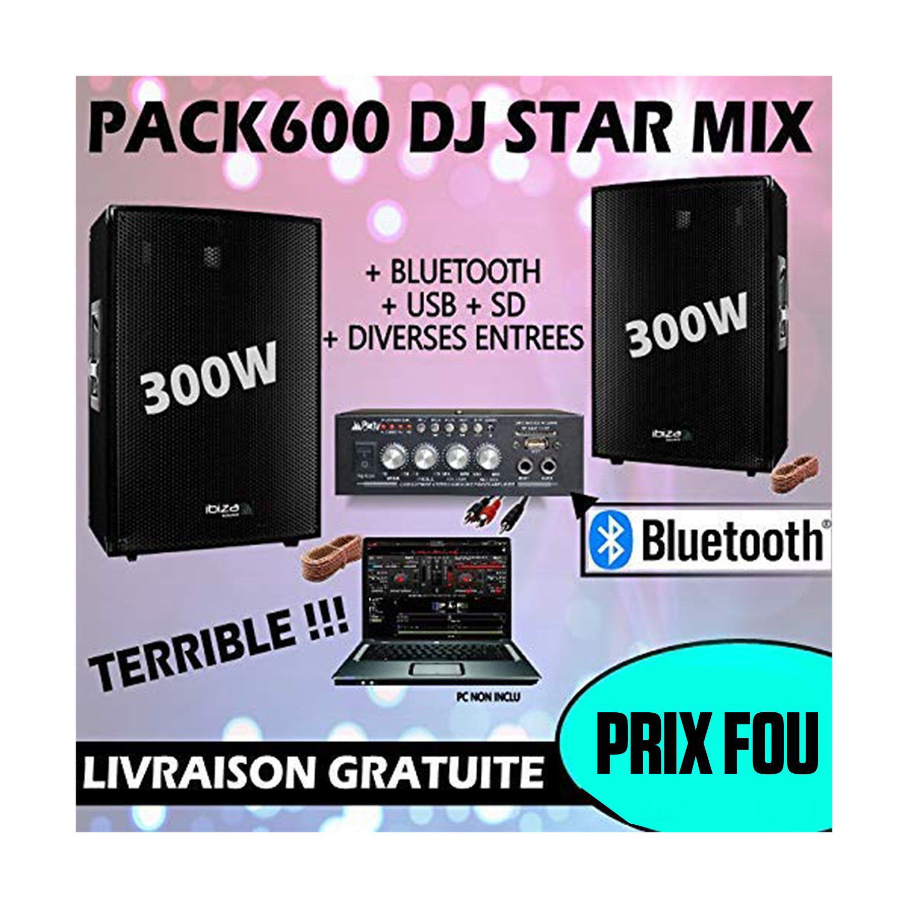 Pack sono IBIZA Pack sono 600W total + Ampli PLS1250 + 2