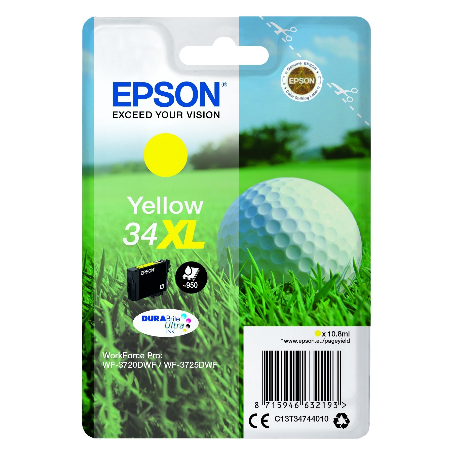 Cartouche d'encre EPSON T347 Jaune XL Série Balle de golf