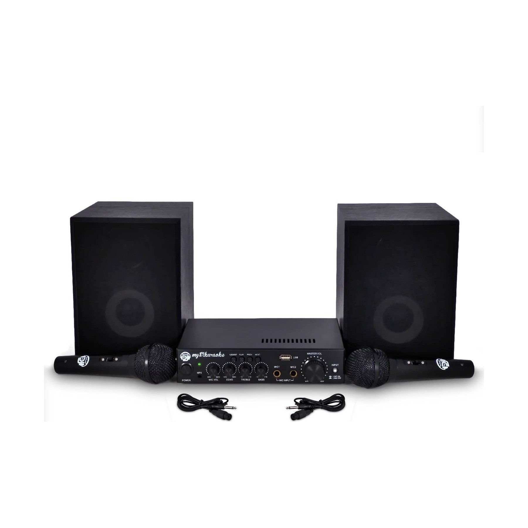 Pack sono MYDEEJAY KARAOKE 2enceintes HIFI+1ampli 100W+2mic