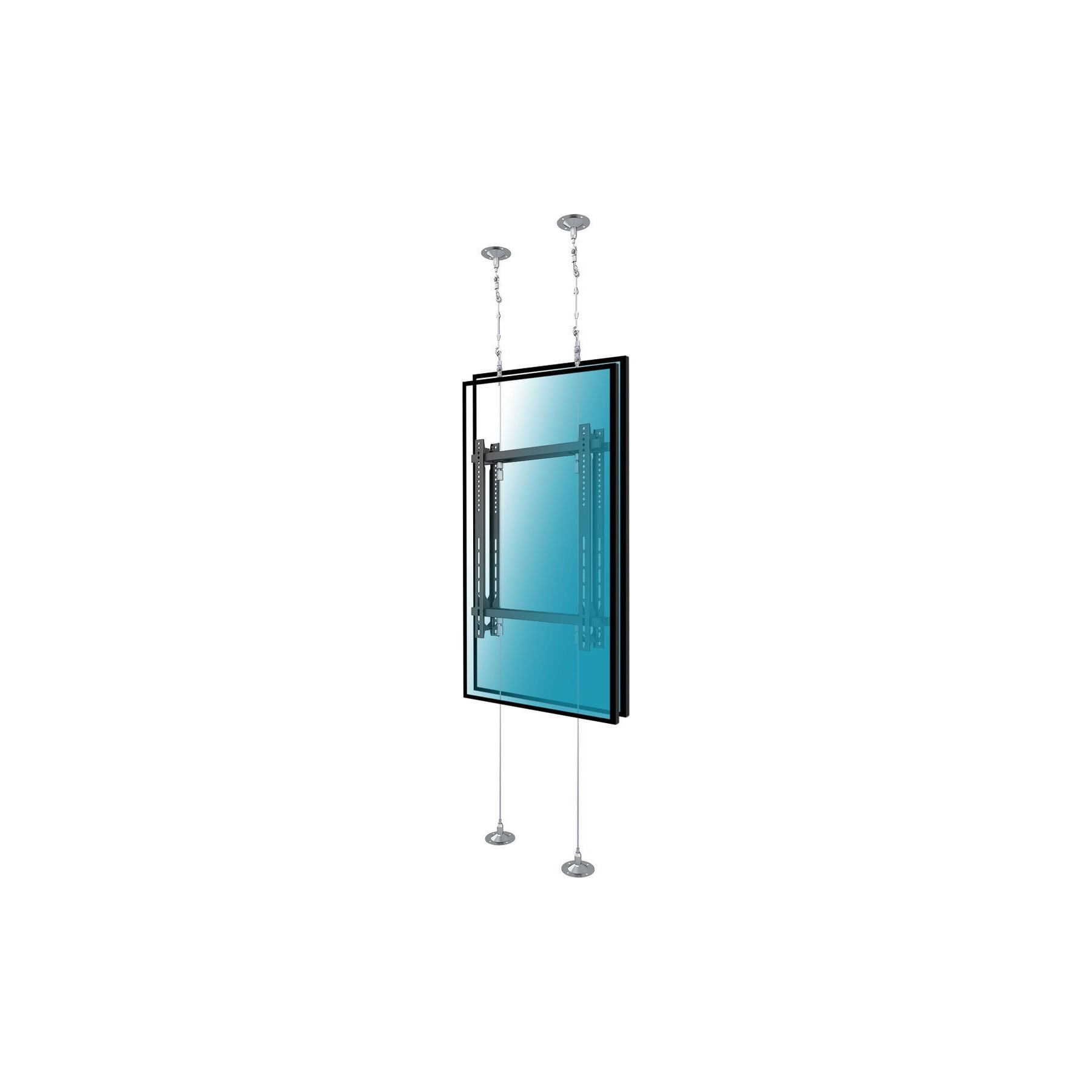 Support mural TV KIMEX sol-plafond sur câbles 2 TV 42"-75", 3m