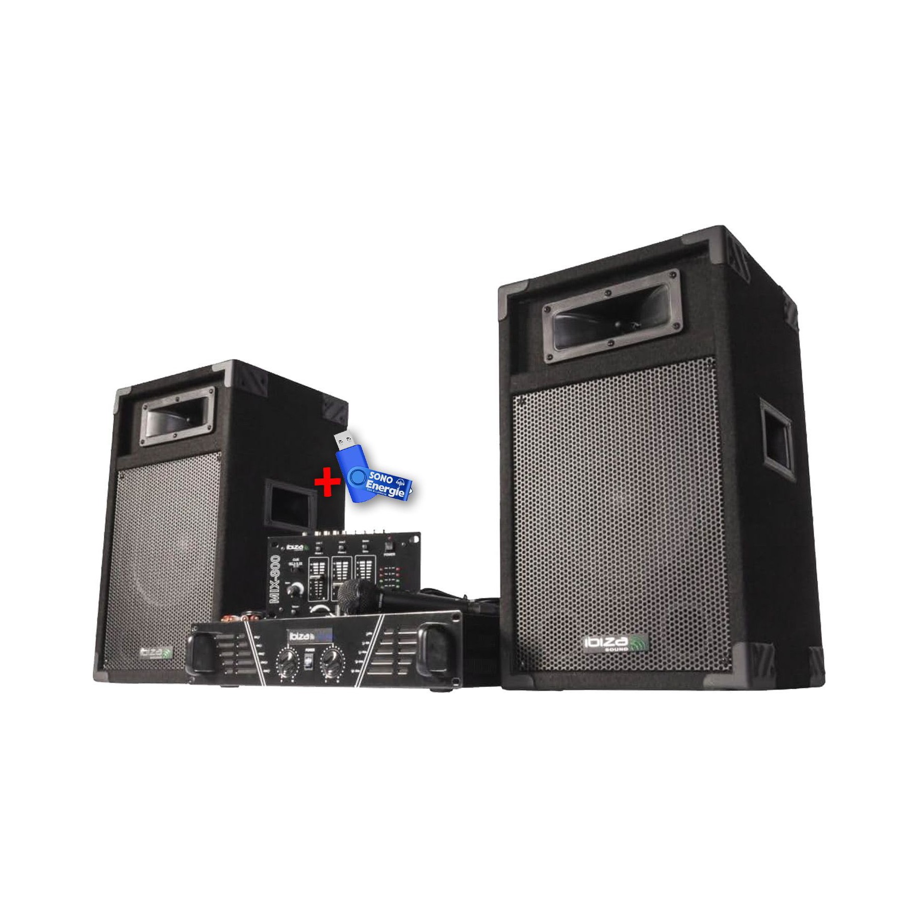 Pack sono IBIZA Pack sono 480W+table de mix+2 HP+mic+clé