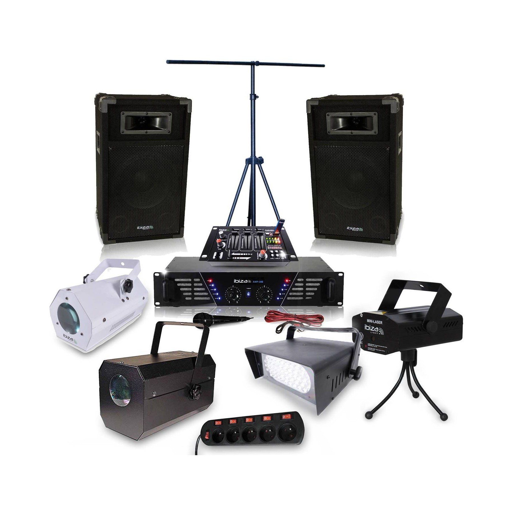 Pack sono IBIZA Pack DJ sono Ampli 2x240W+Effet lumieres