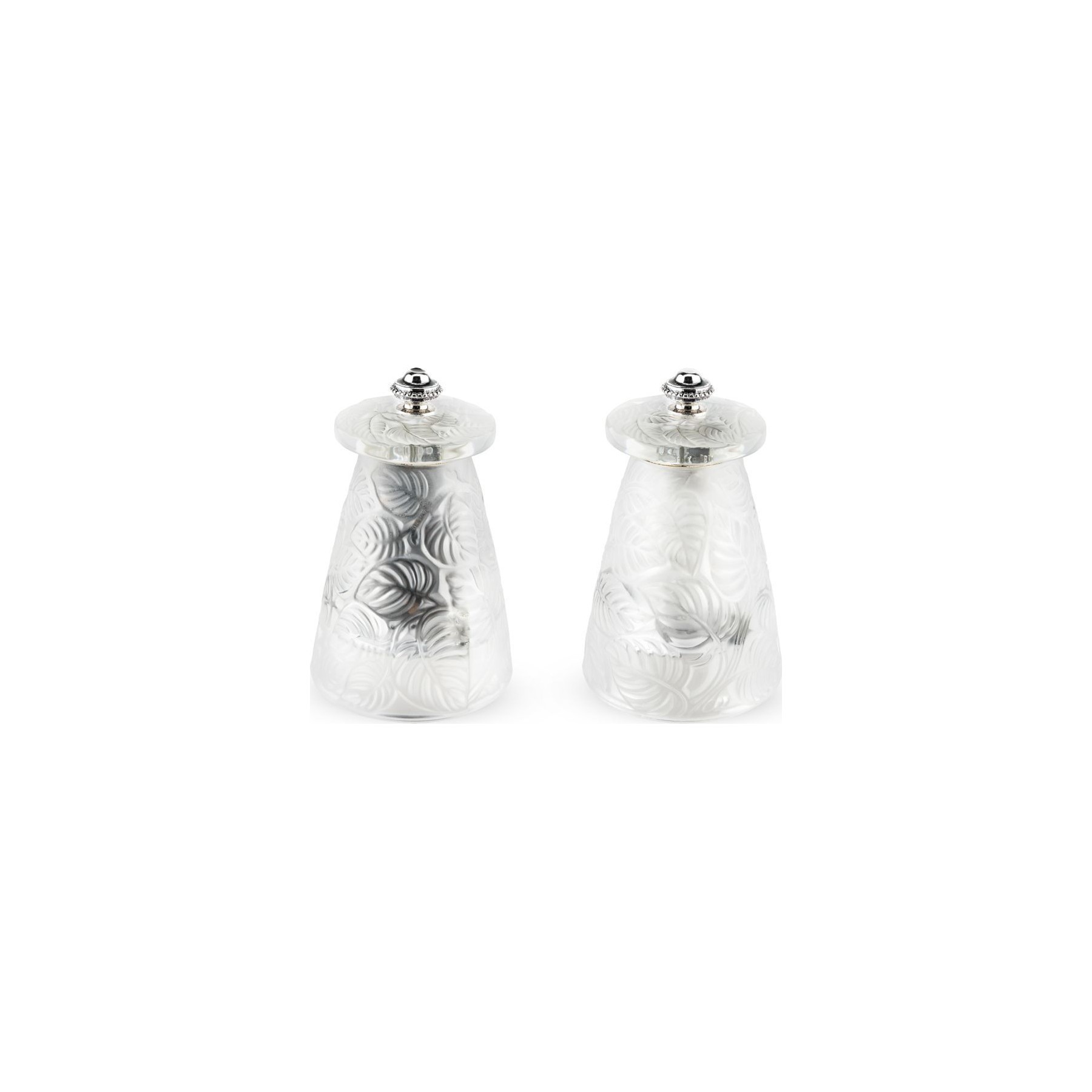 Duo moulins à poivre et sel PEUGEOT Lalique Cristal soufflé Transparent 9cm