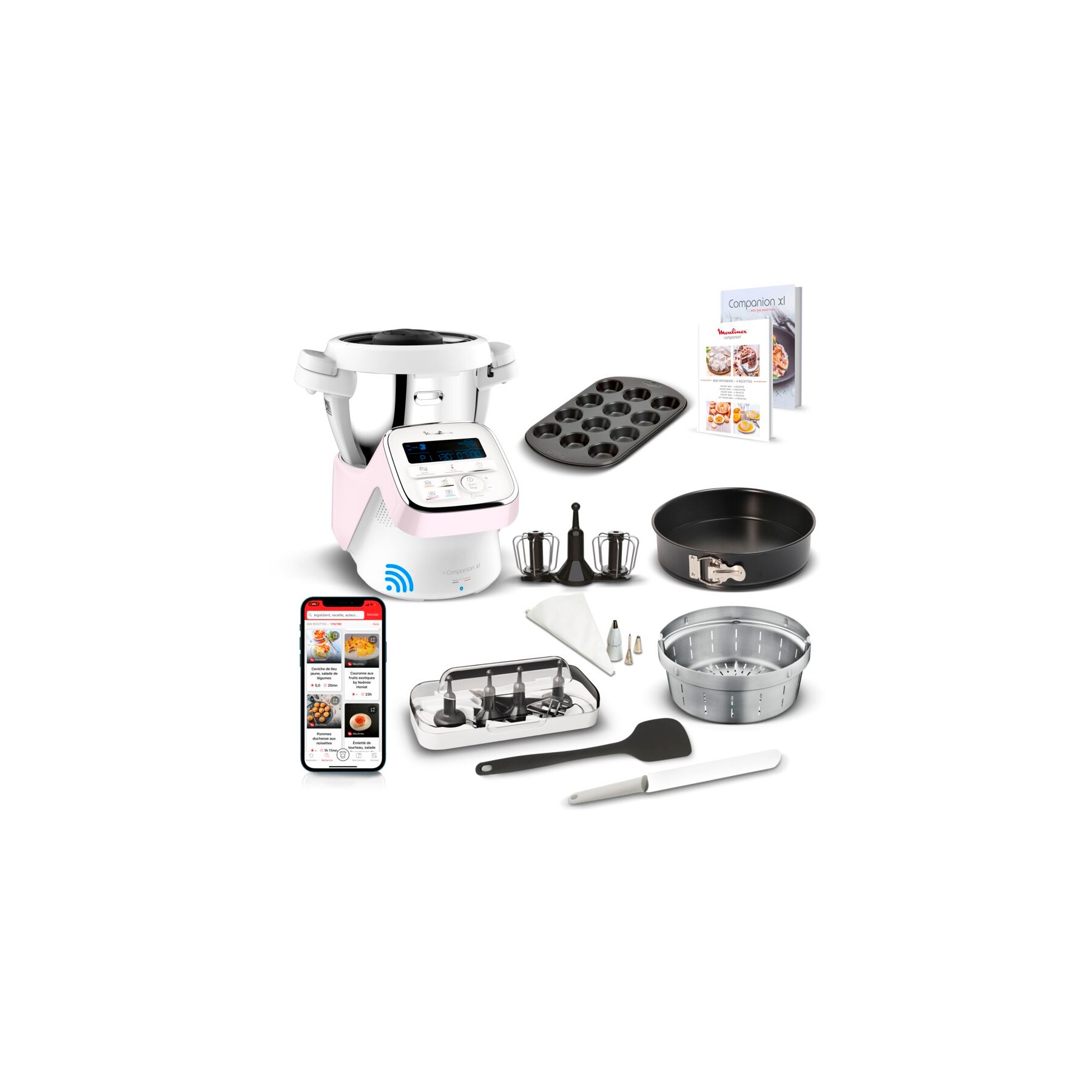 Robot cuiseur MOULINEX connect I-Companion XL Rose HF90E700