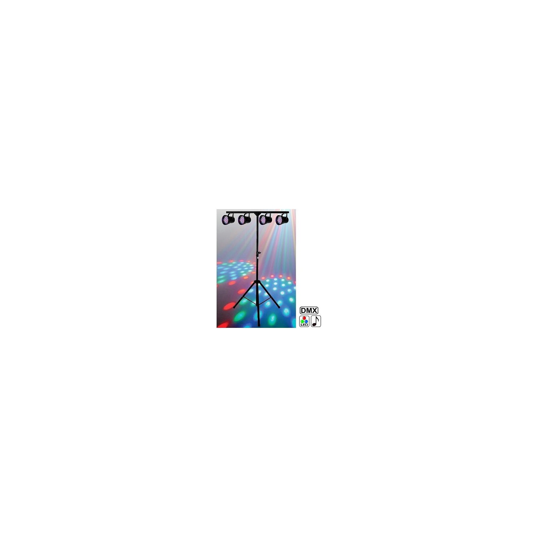 Jeu de lumières DISCO PRO Pack 4 jeux PAR36 DMX à LEDS + support
