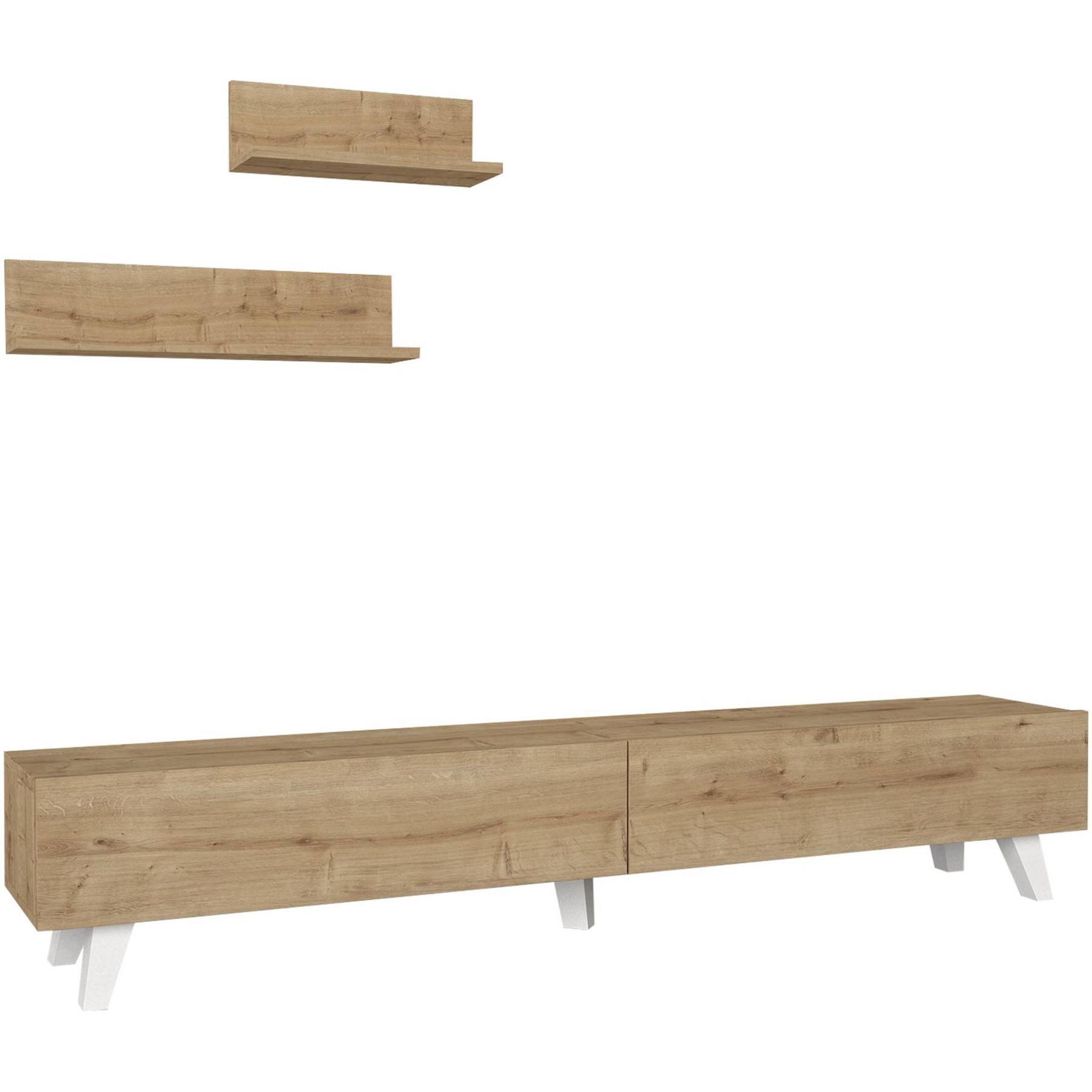 Meuble TV HELLOSHOP26 Ensemble meuble TV et 2 étagères 180 x 3