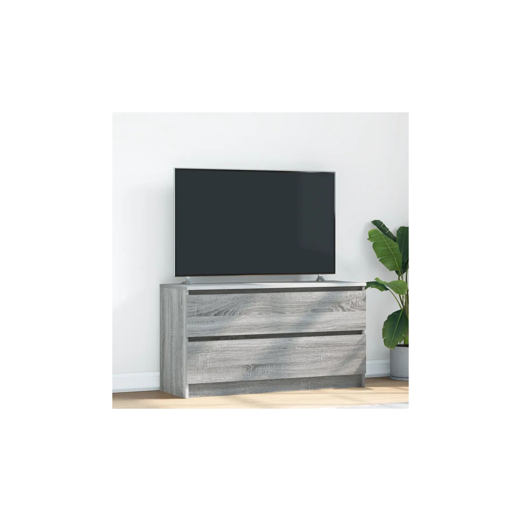 Meuble TV HELLOSHOP26 Meuble TV sonoma gris rangement pratique
