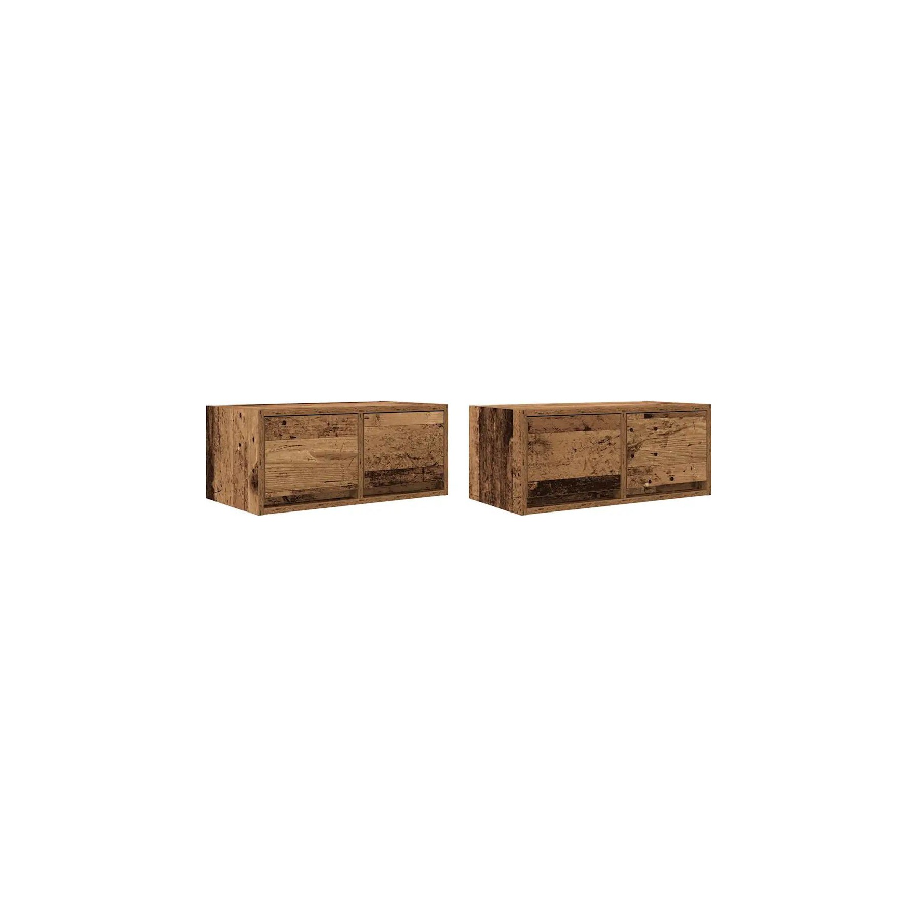 Meuble TV HELLOSHOP26 Lot de 2 meubles TV muraux vintage range