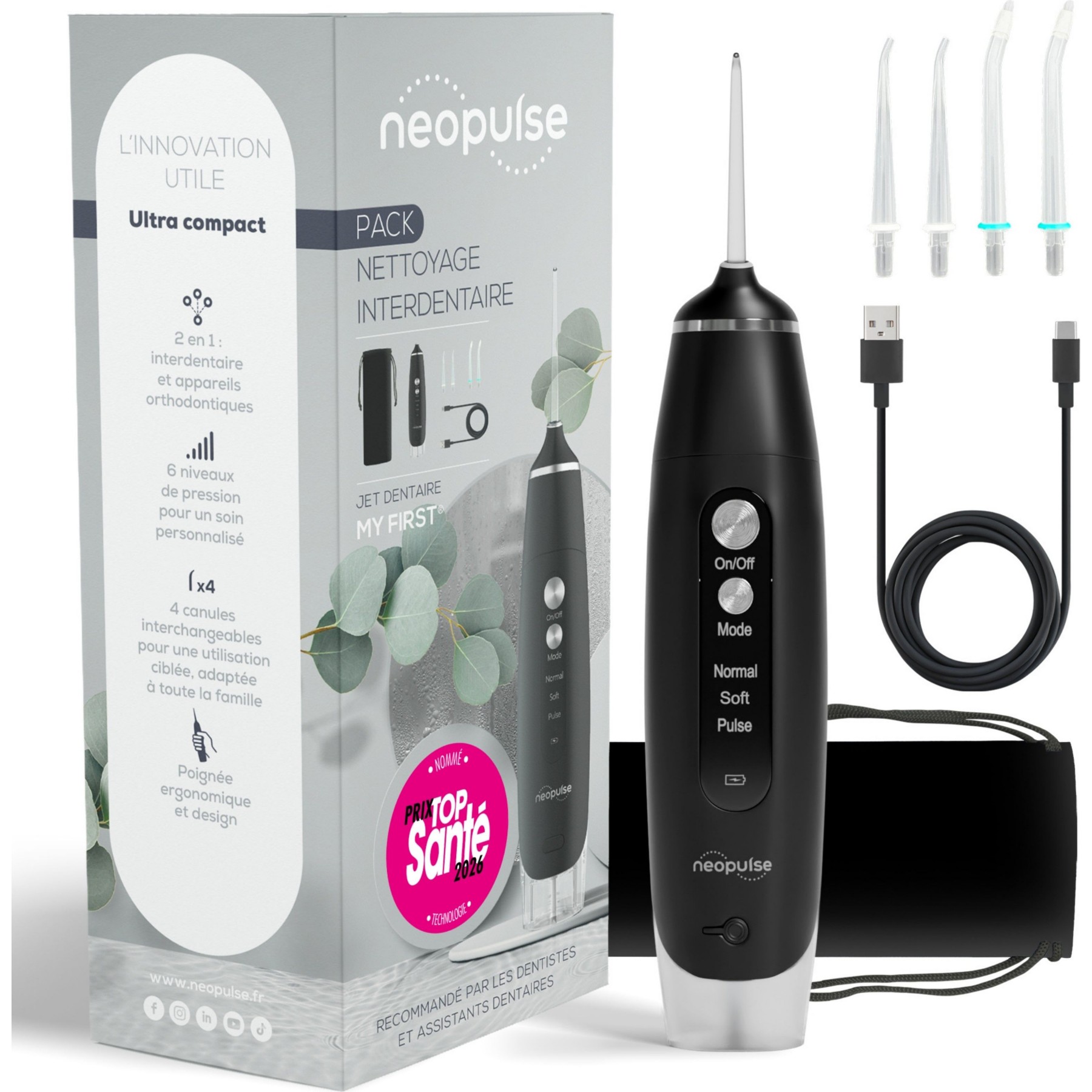 Hydropulseur NEOPULSE Jet dentaire MY FIRST - Noir