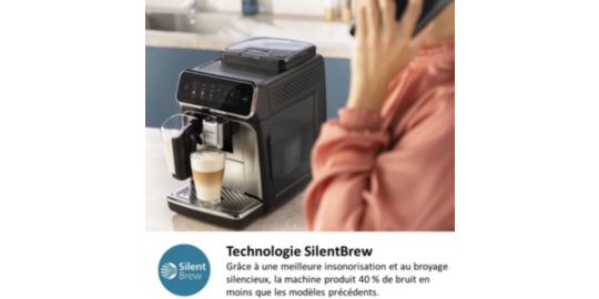 Expresso Broyeur PHILIPS EP4441/50 cafetière à grain LatteGo série 4400, 12 boissons, SilentBrew, Noir