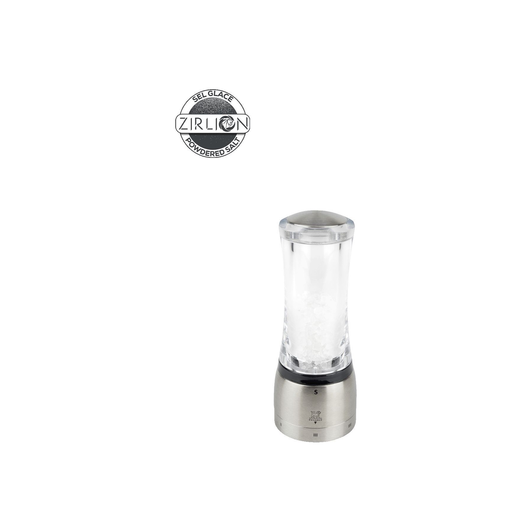 Moulin à sel PEUGEOT Daman Plastique et inox Transparent 16cm