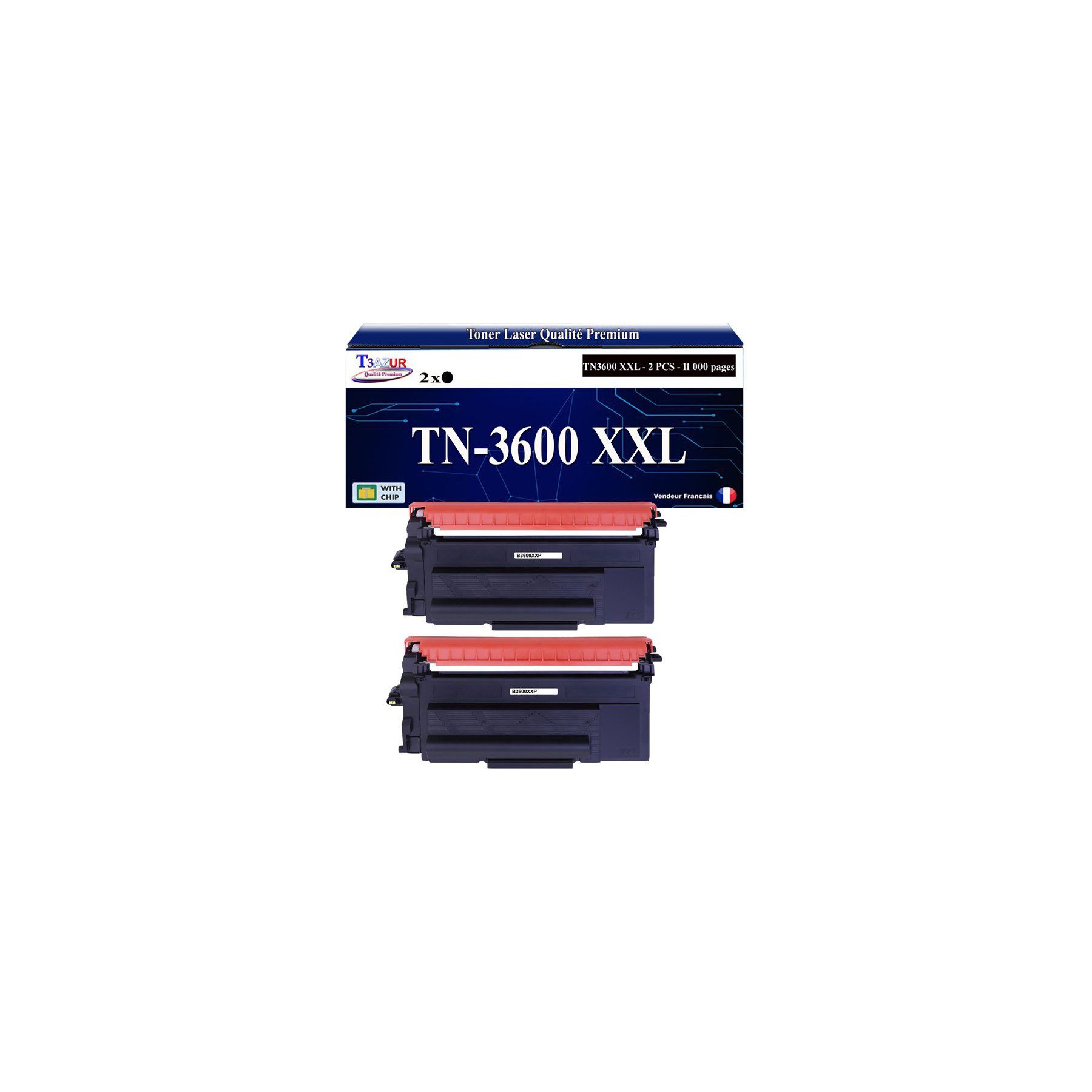 Toner T3AZUR Pour Brother HLL5210DW DCPL5510DW x2