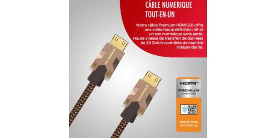 Câble HDMI MONSTERCABLE M2000 UHD 4K HDR10+ 25GBPS 3M