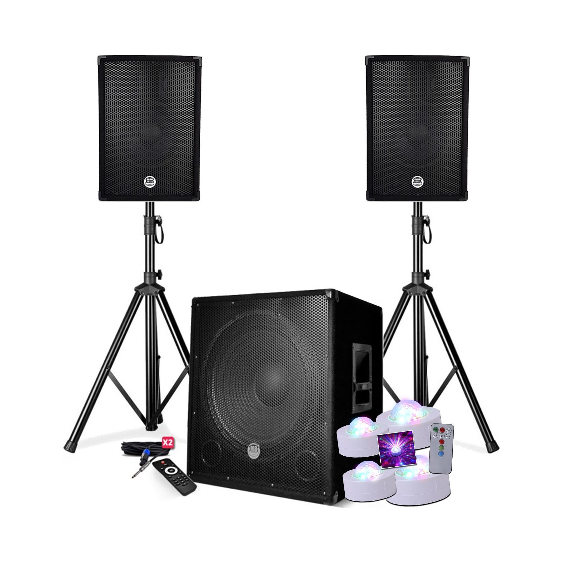 Pack sono BM SONIC Pack Sono DJ 2200W USB BT 4 LED RGBW