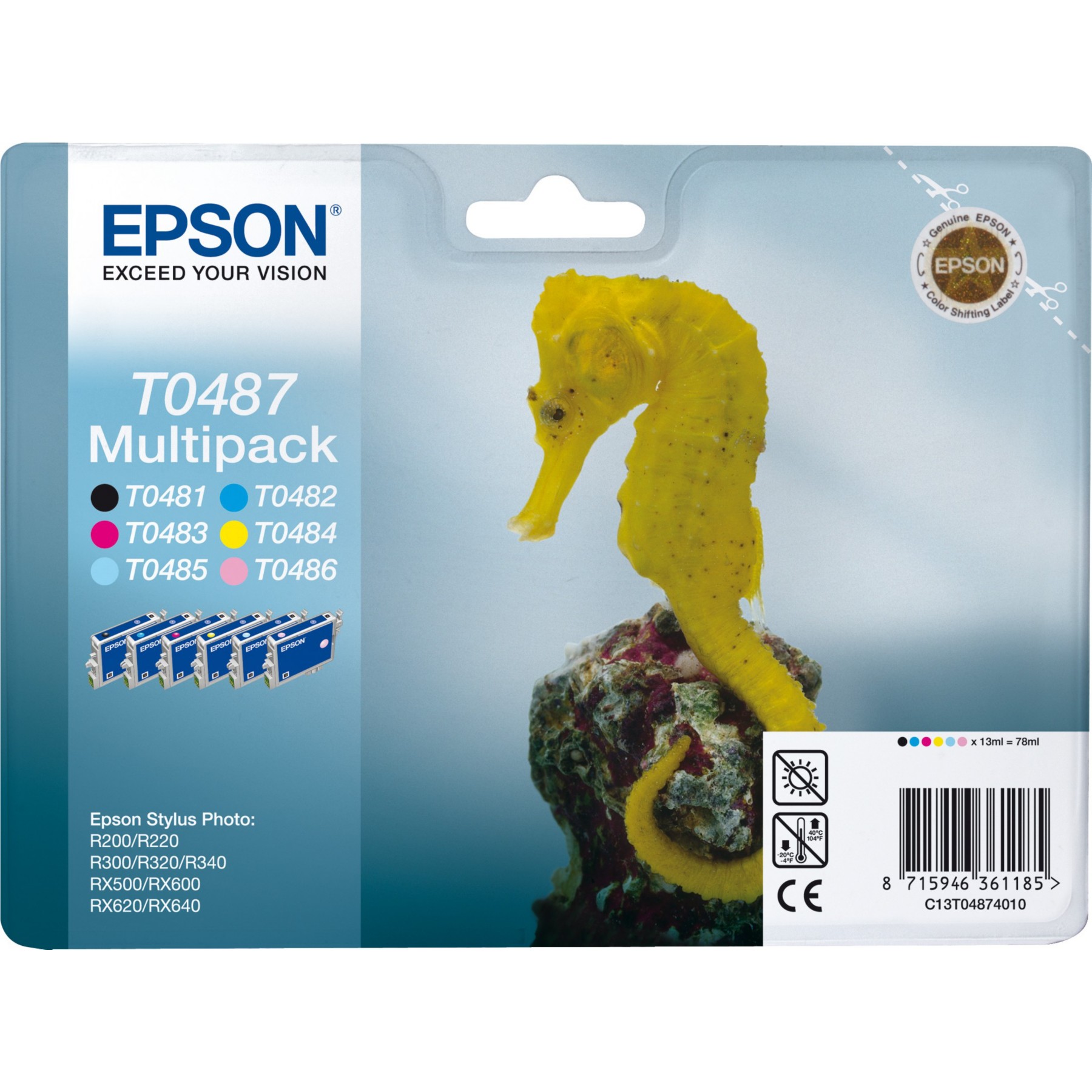 Cartouche d'encre EPSON T0487 série Hippocampe N/C/M/J/MC/CC