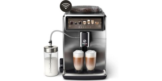 Expresso Broyeur SAECO SM8889 Cafetière à grain Xelsis Supréma en métal, connectée, avec carafe à lait