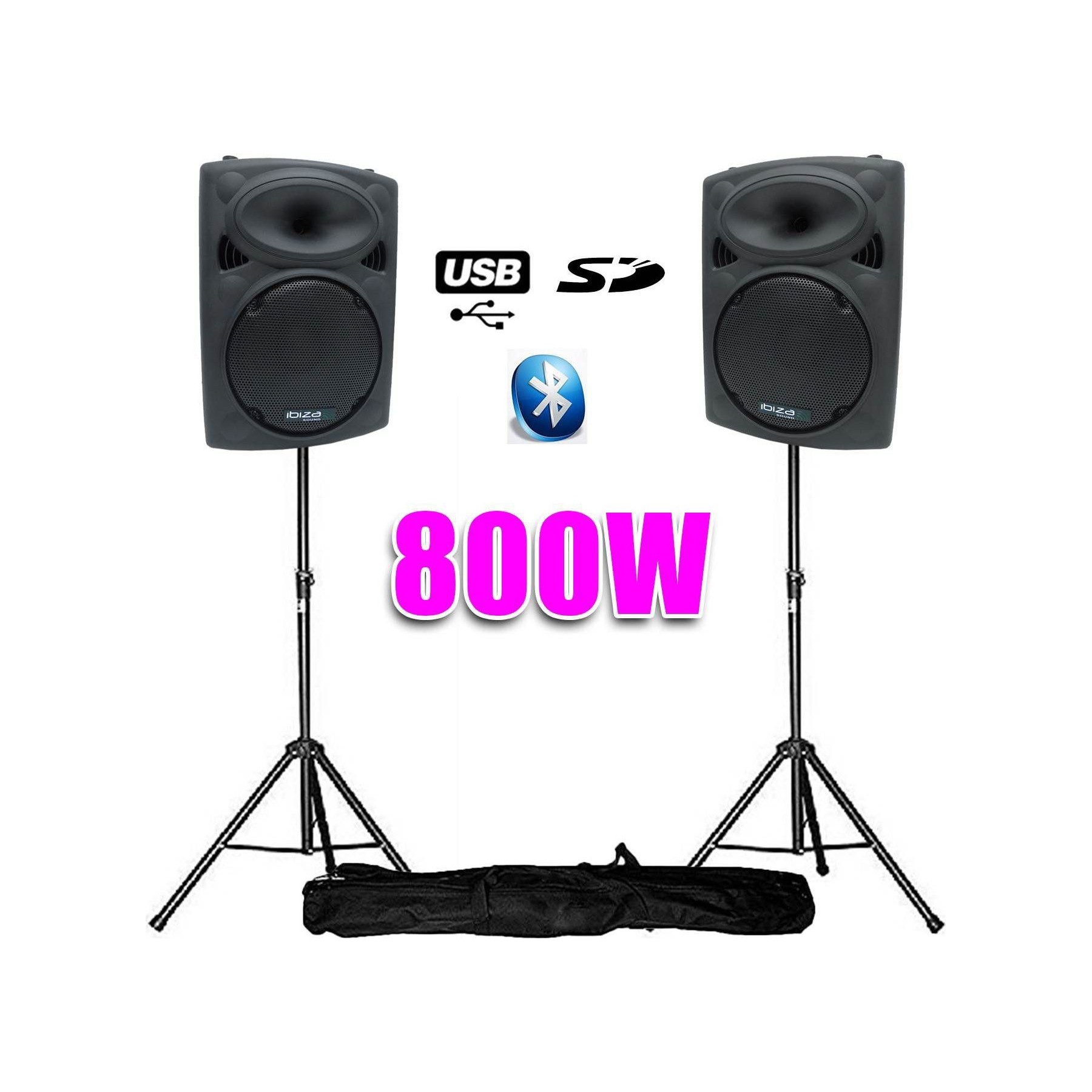 Enceinte sono IBIZA Enceintes amplif 10" 25cm 800W USB/BT