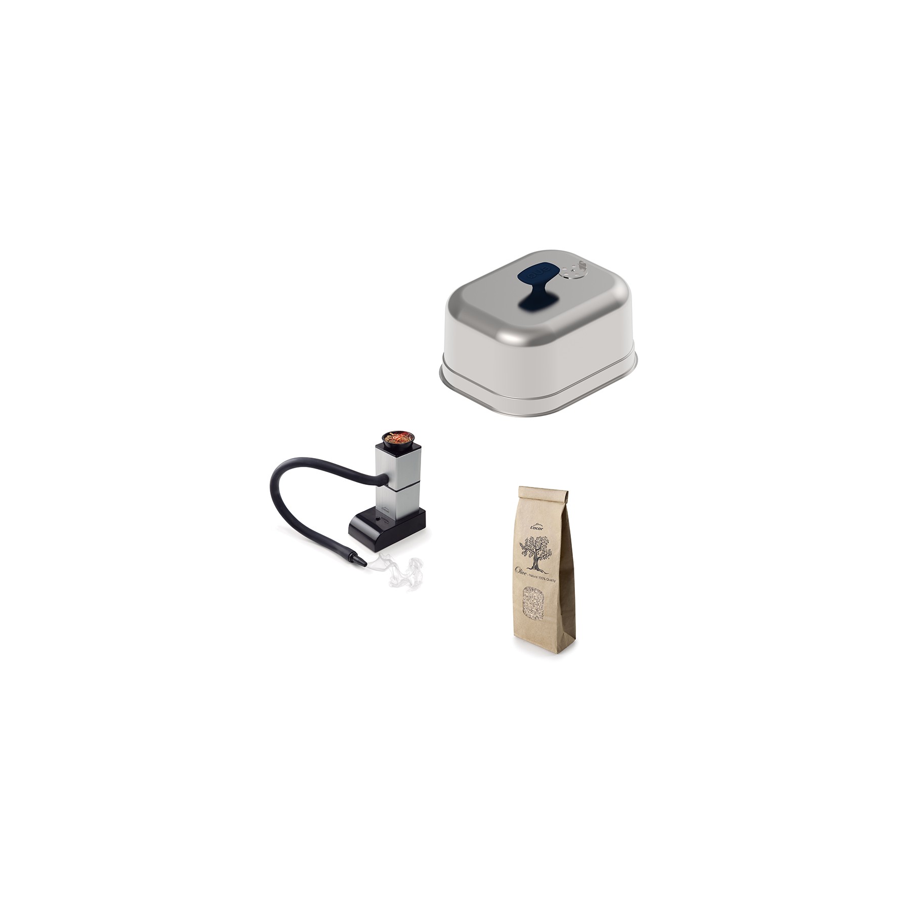 Ustensile plancha ENO fumage a froid avec Cloche - Inox