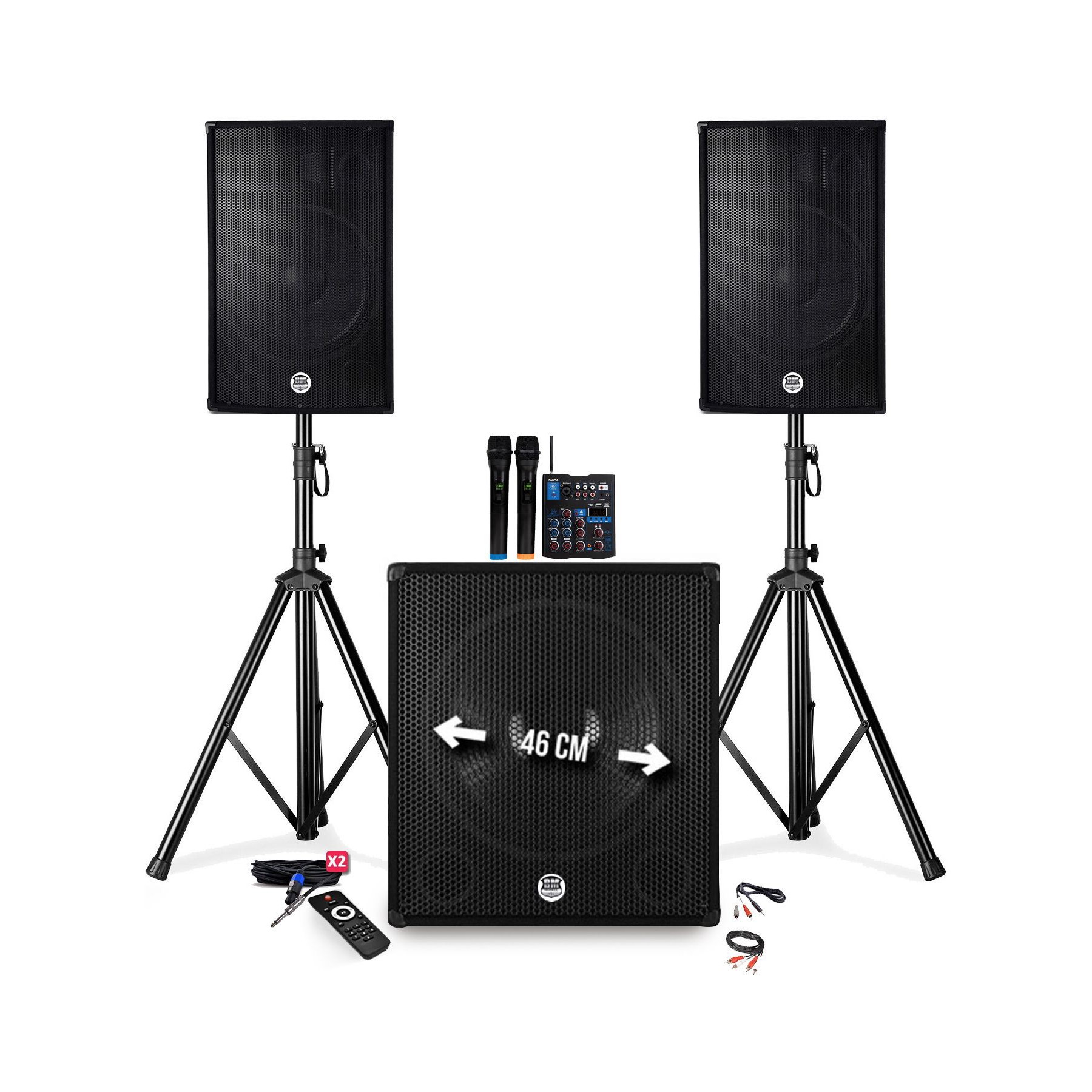 Pack sono BM SONIC Pack sonorisation 2400W - Enceintes + Ca