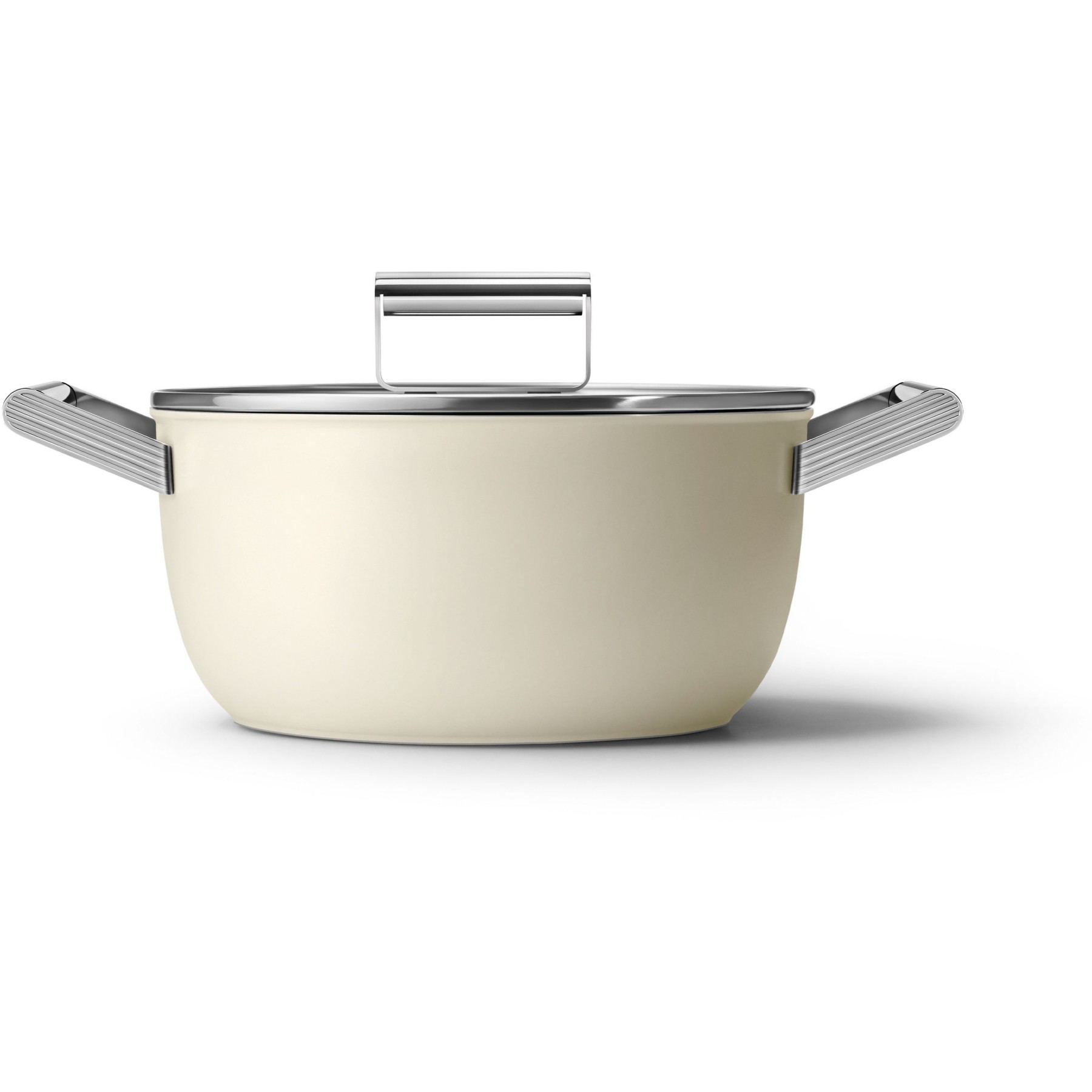Faitout SMEG 24cm céramique crème avec couvercle