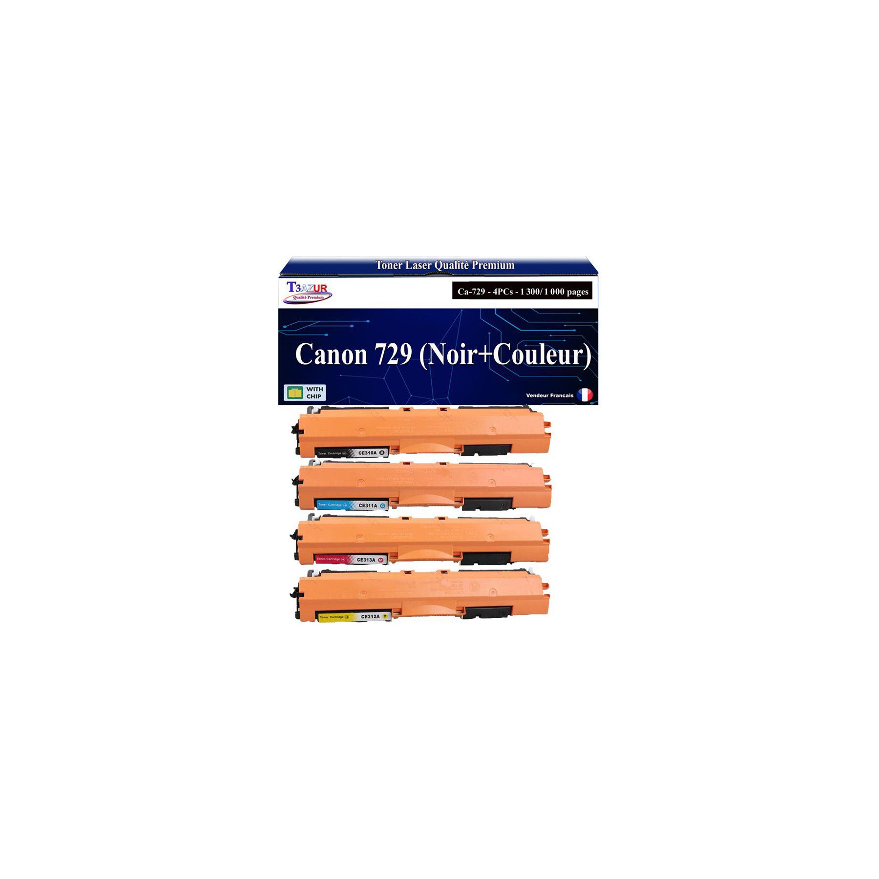 Toner T3AZUR pour Canon LBP7010C LBP7018C 729 x4