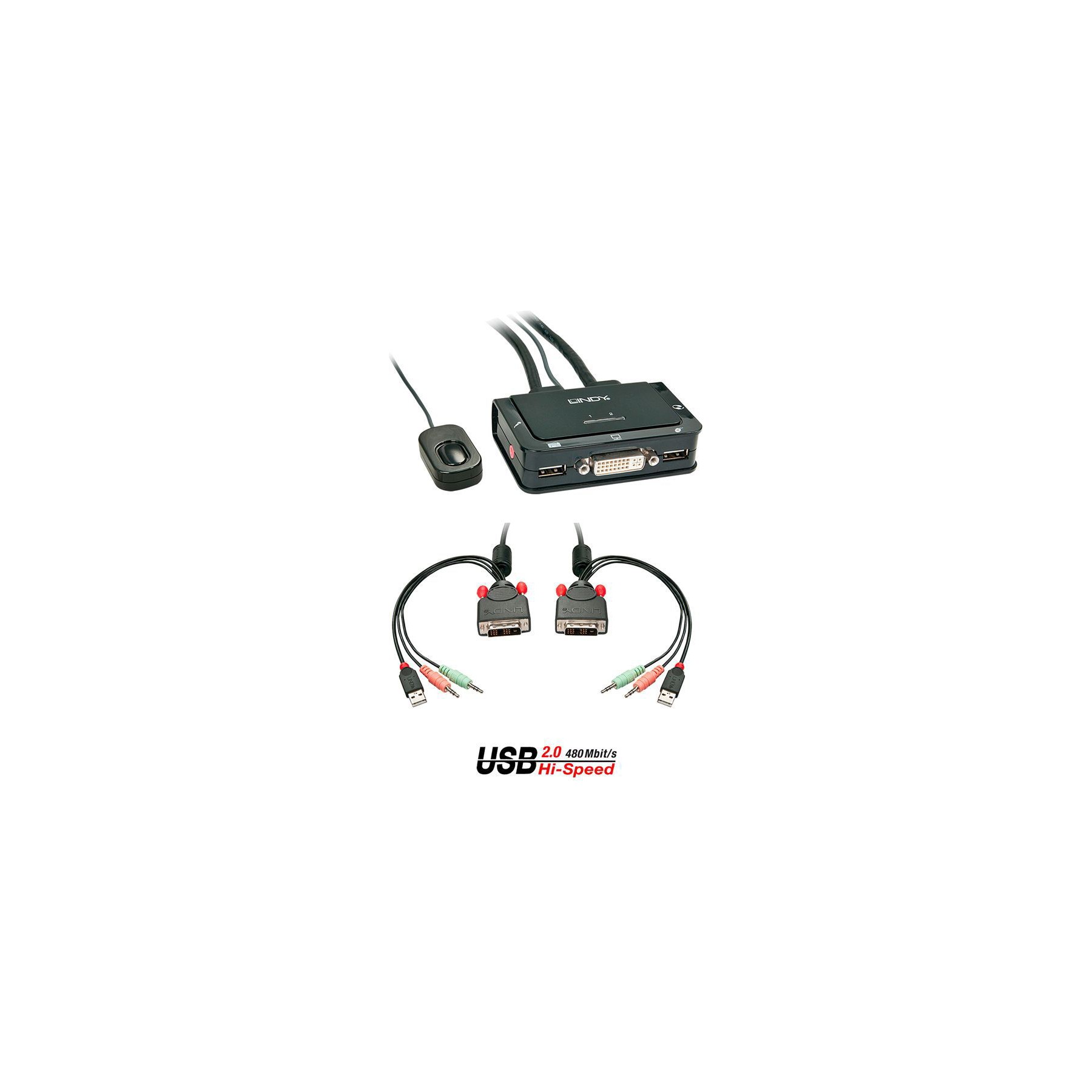 LINDY KVM DVID Single Link USB audio 2 ports