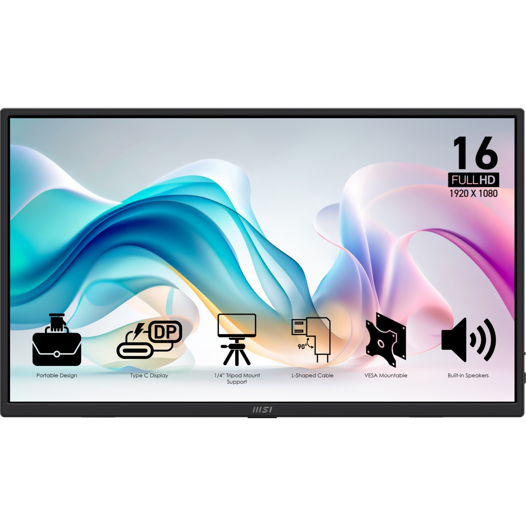 Ecran PC MSI Pro MP165 16" IPS Full HD HDMI 2.1 Support intégré