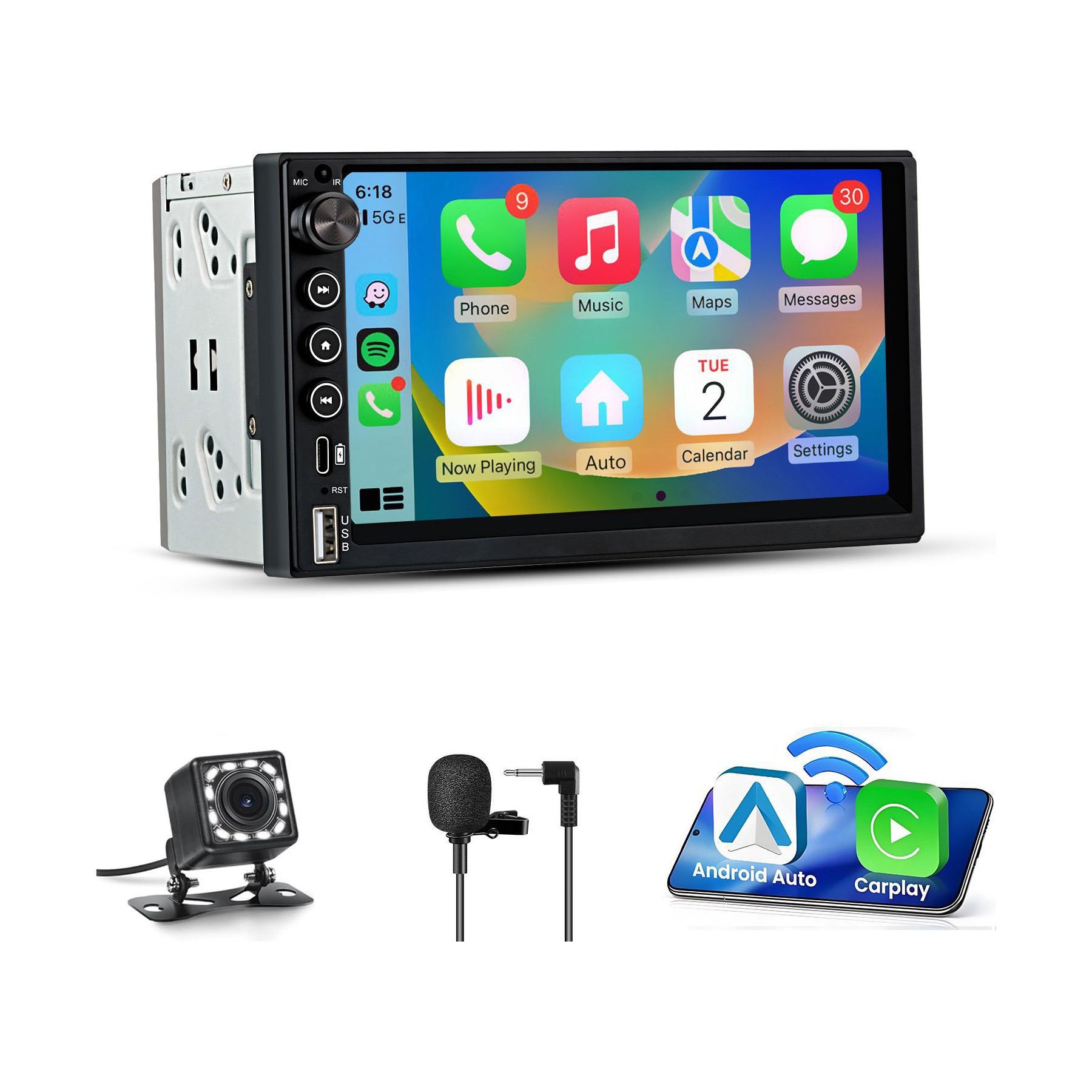 Autoradio connecté JUNSUN 7" GPS KAM Avec écran Carplay