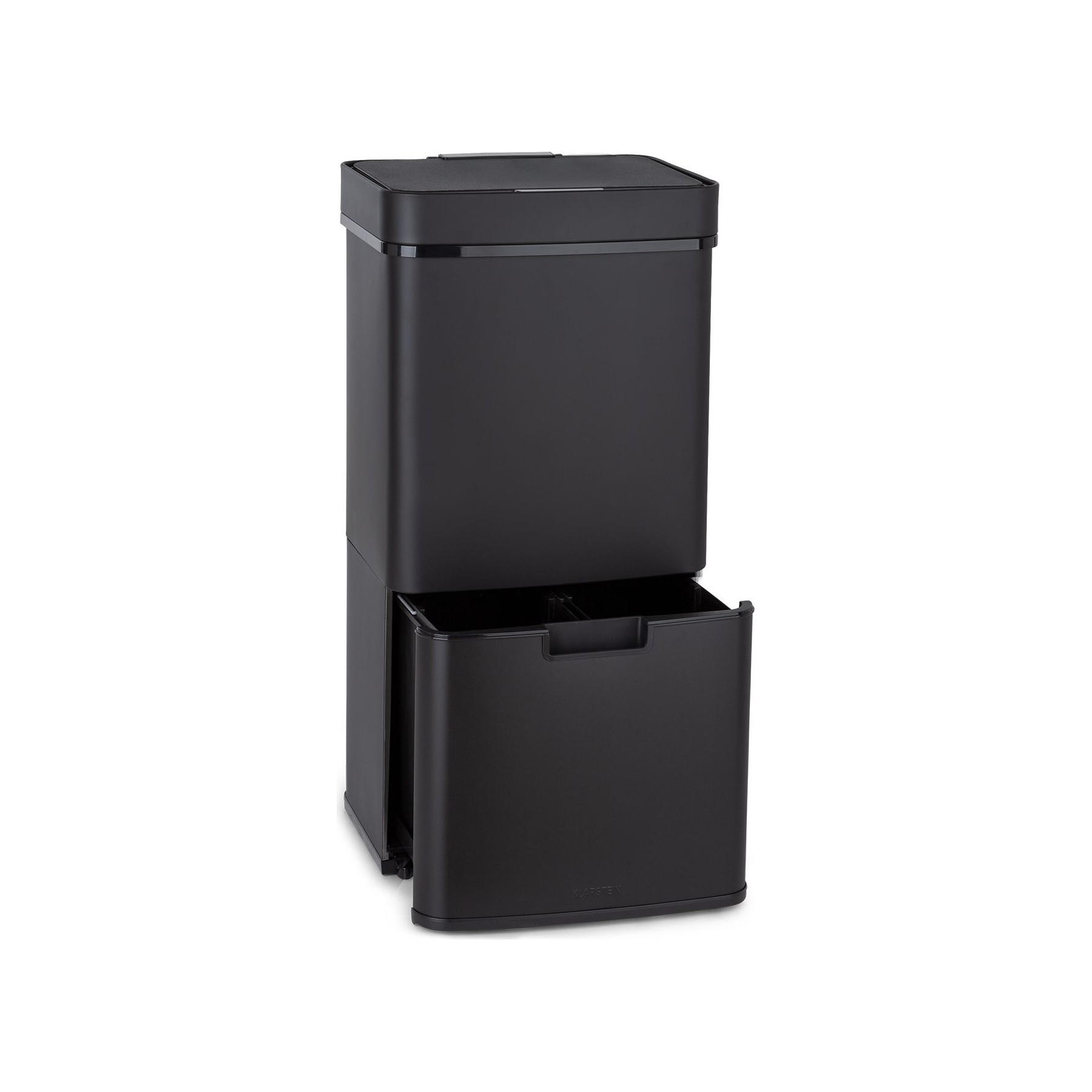 Poubelle de cuisine tri sélectif KLARSTEIN Royal Trash capteur 72L inox noir mat