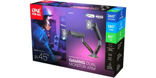Support écran PC ONE FOR ALL 2 écrans 21/45'' noir RGB inclinable