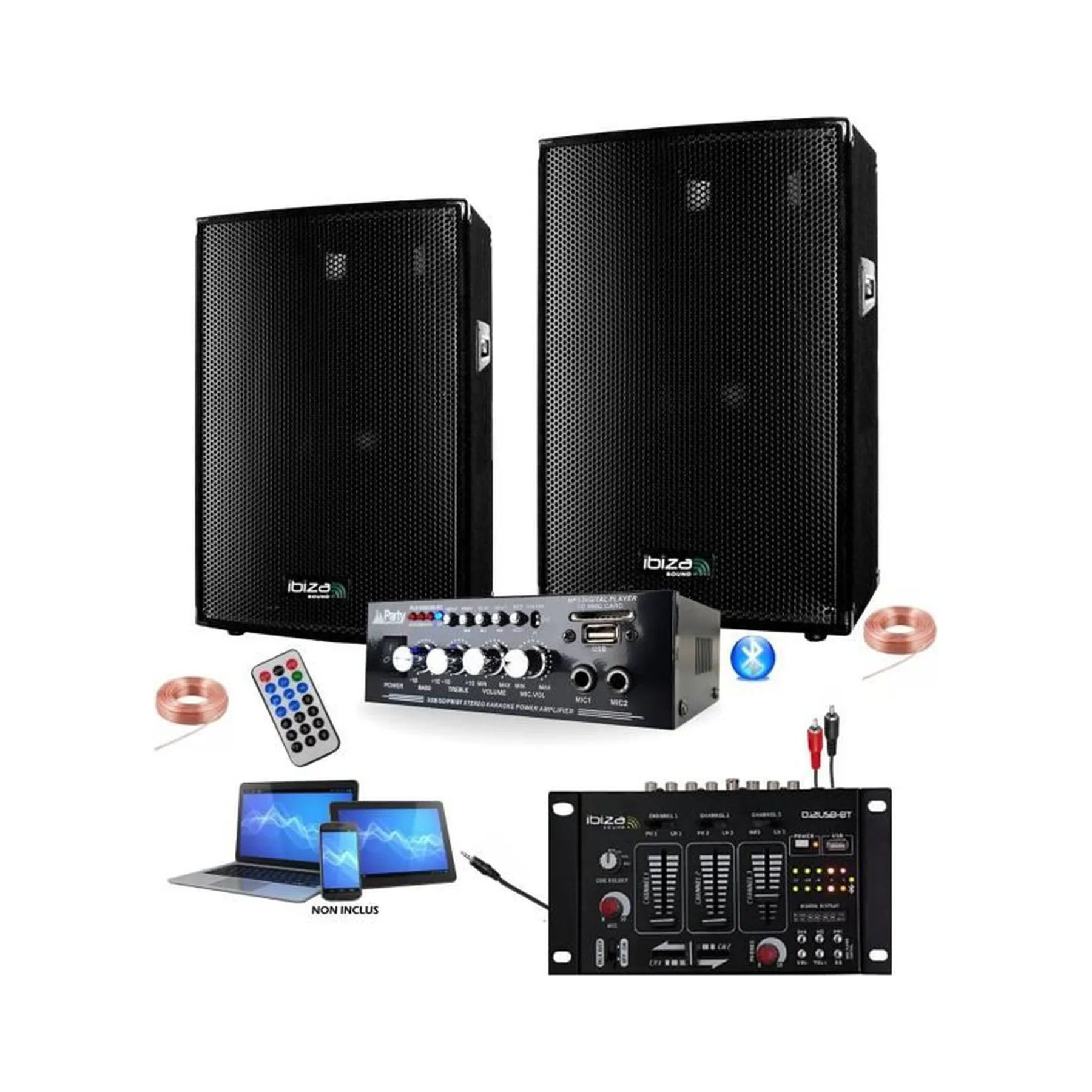Pack sono BM SONIC PACK SONO DJ 600W + AMPLI USB BLUETOOTH