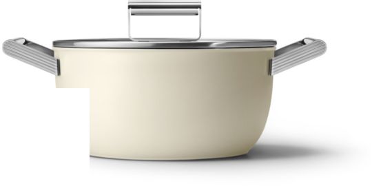 Faitout SMEG 24cm céramique crème avec couvercle