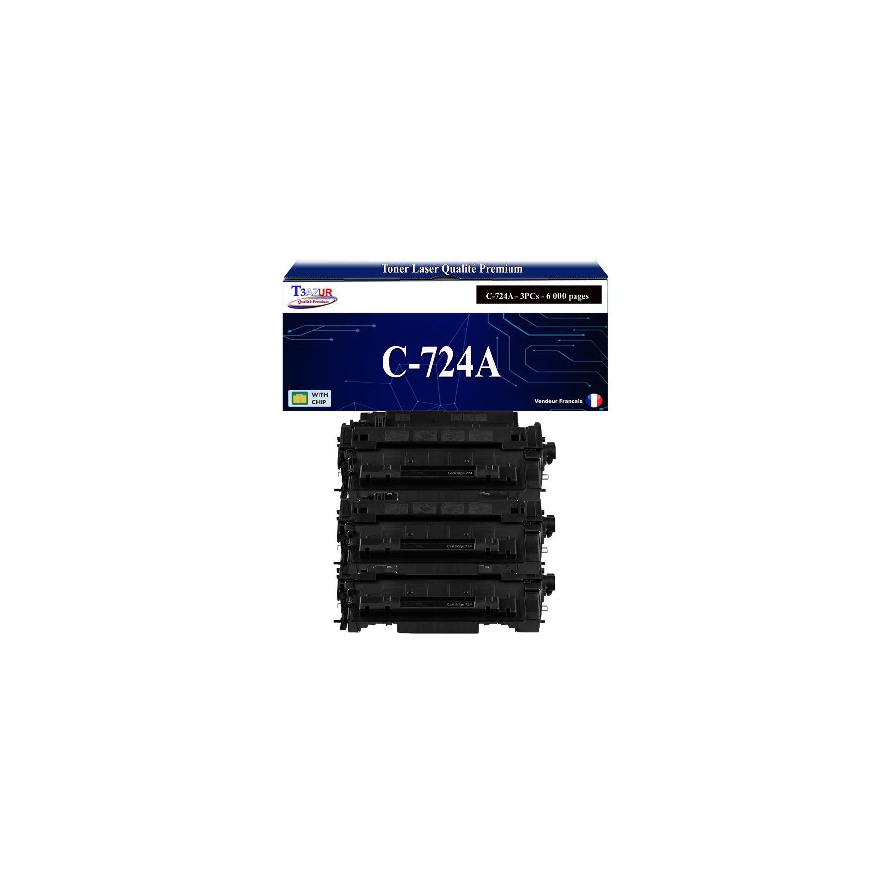 Toner T3AZUR compatible avec Canon 724 (x3)
