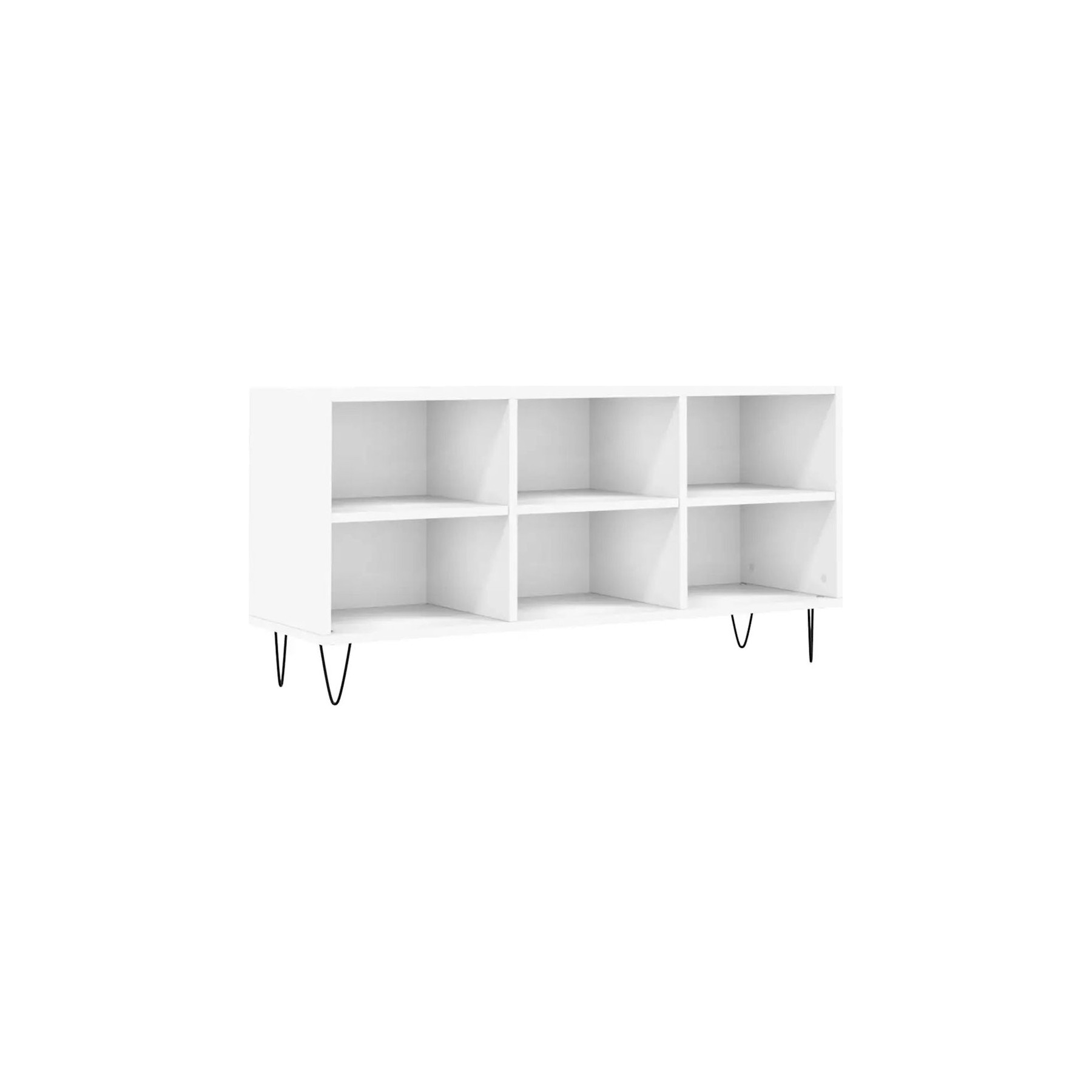 Meuble TV HELLOSHOP26 Meuble TV blanc rangement contemporain 1