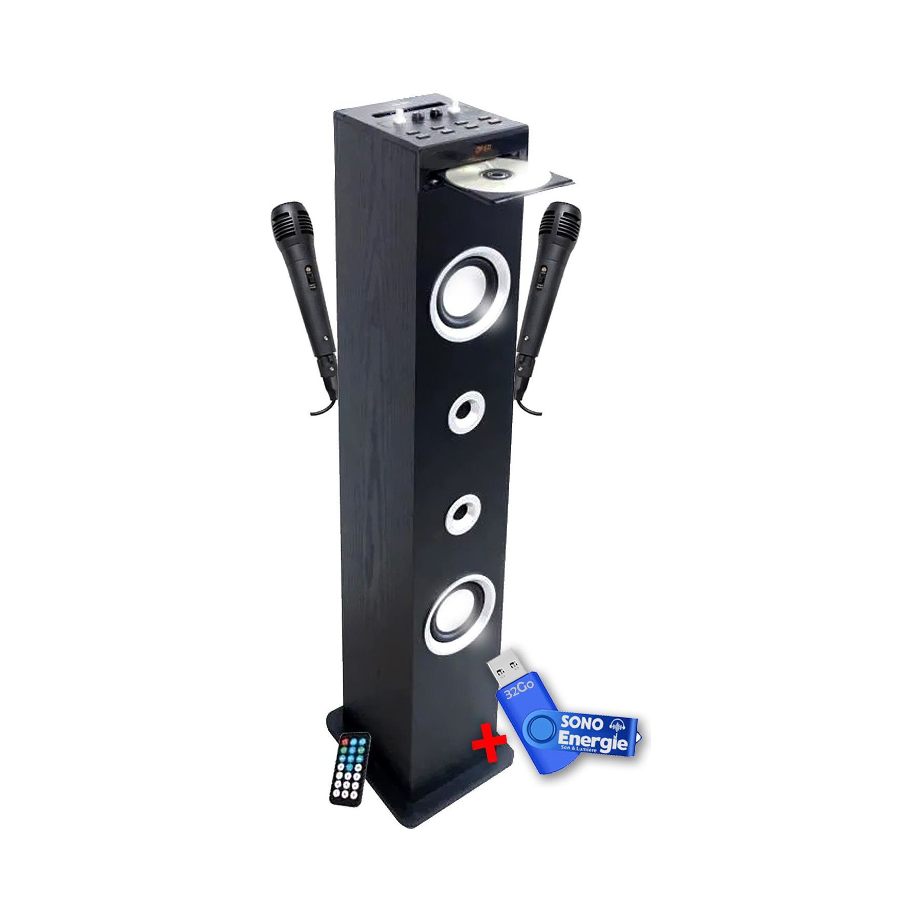 Enceinte Bluetooth INOVALLEY HP49CD-N - 100W - USB BT FM, 2 Micros