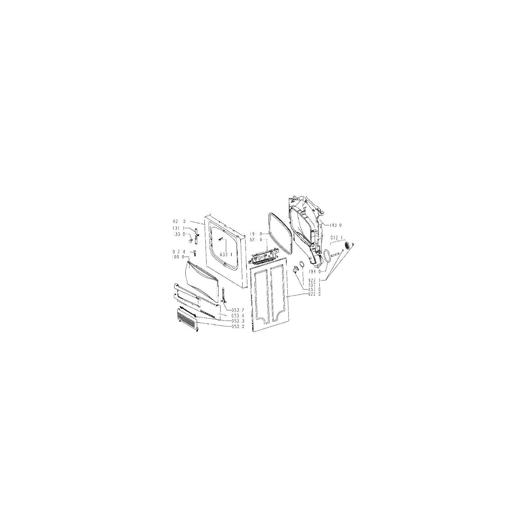 Porte WHIRLPOOL PORTE SECHE LINGE COMPLETE REP 1000 POUR