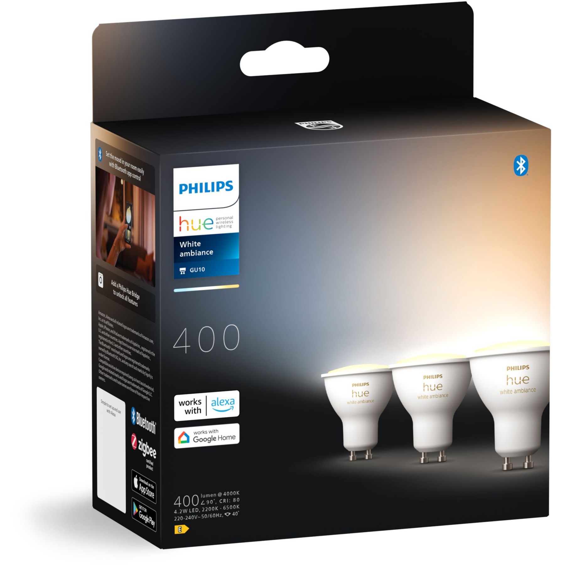 Pack PHILIPS Hue Pack de 3 ampoules 5W GU10 White