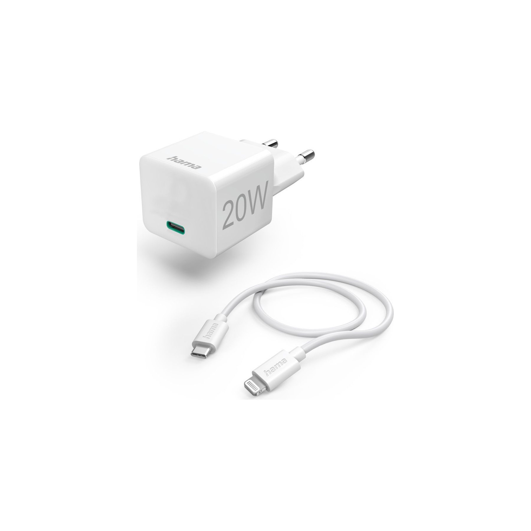 HAMA Lightning, mini, PD, 20W, 1 m, blanc