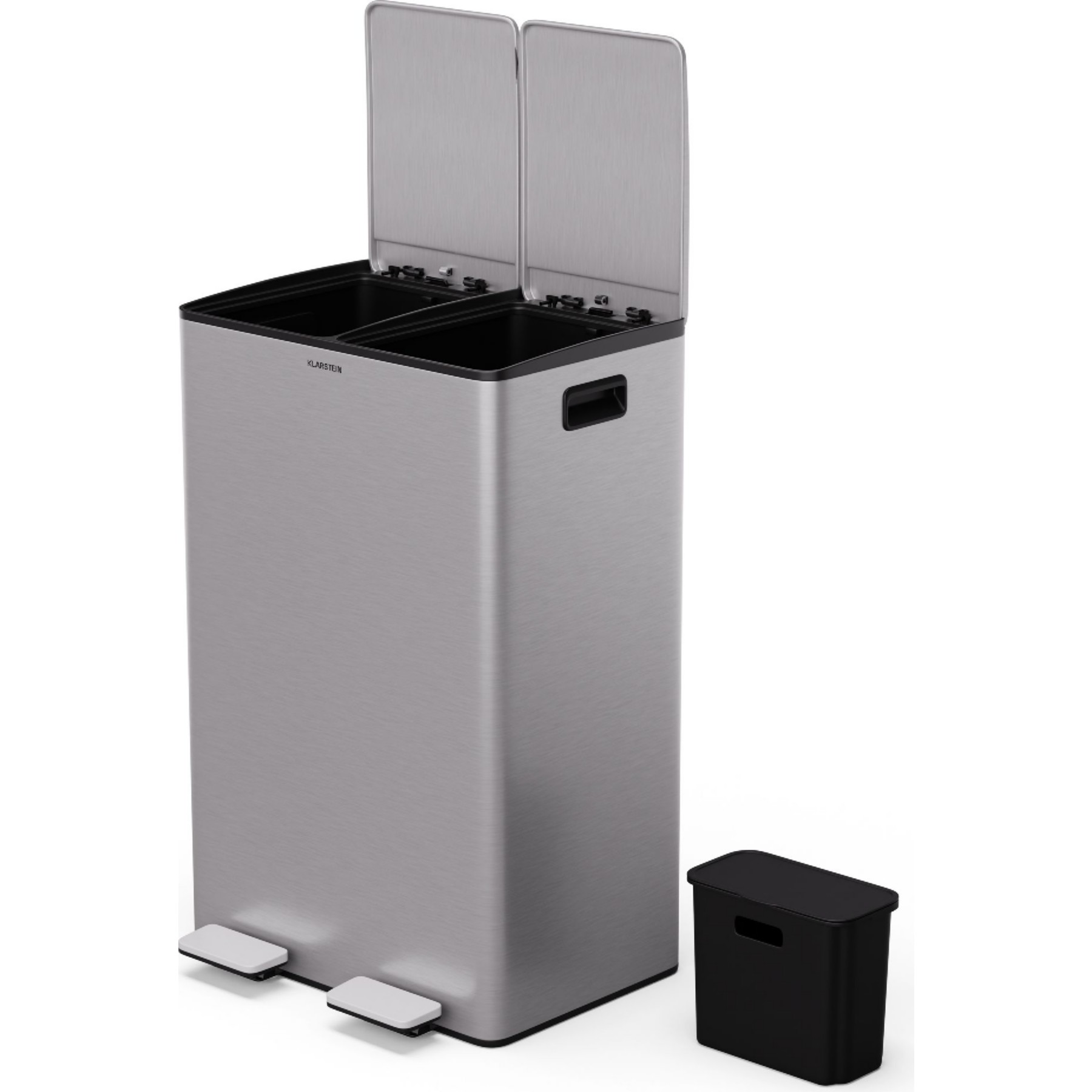 Poubelle de cuisine tri sélectif KLARSTEIN EcoVista 60L 2 bacs et compost 3L Inox