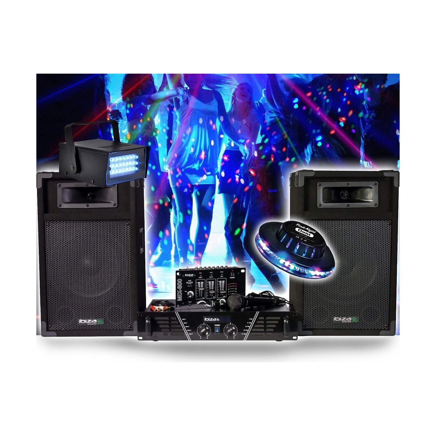Pack sono BM SONIC COMPLET Disco 480W IBIZA SOUND DJ300 Amp
