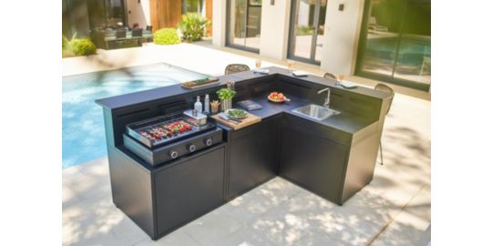Meuble de cuisine extérieure FORGE ADOUR SAAF CBN angle acier fermé Comptoir