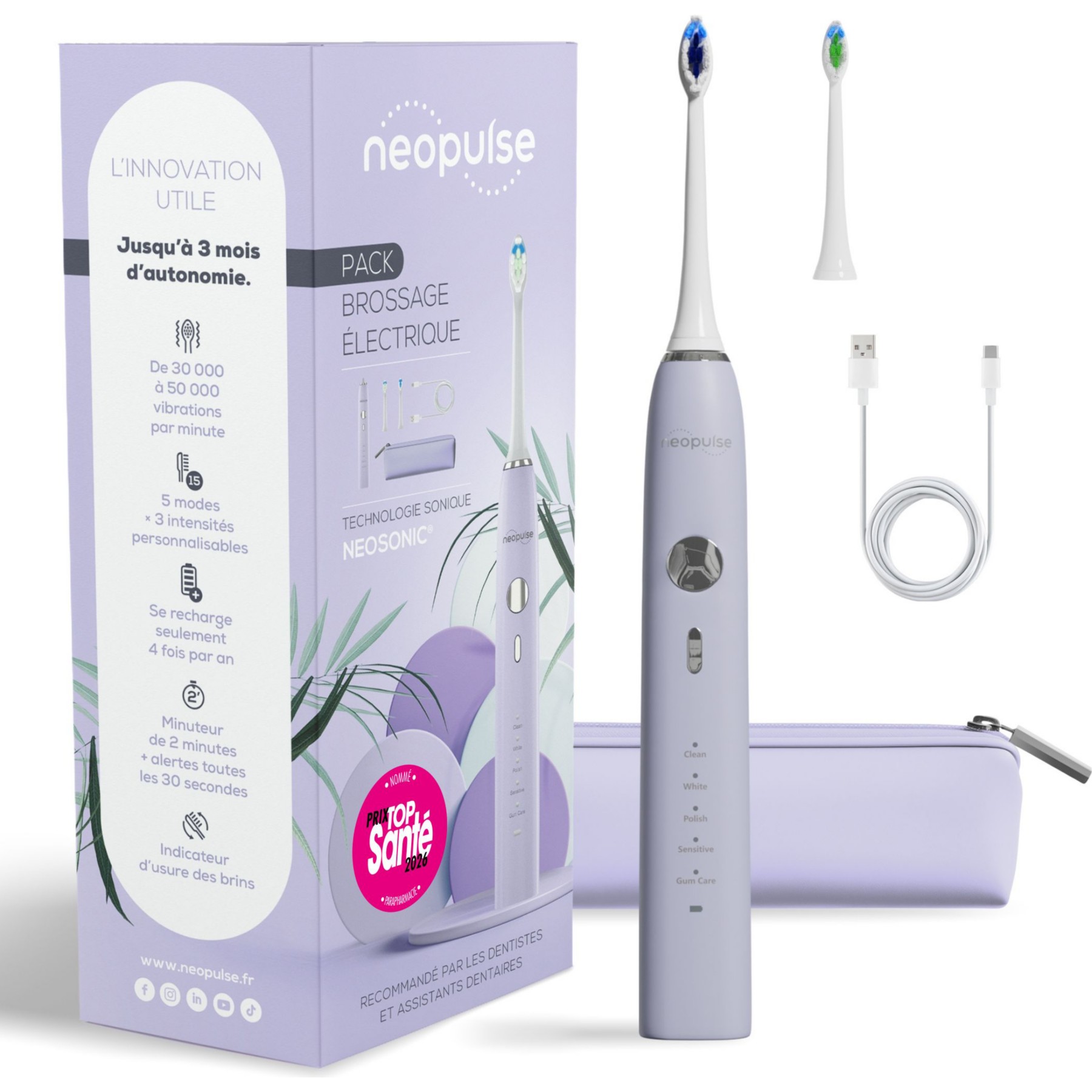 Brosse à dents électrique NEOPULSE NEOSONIC - Lilas