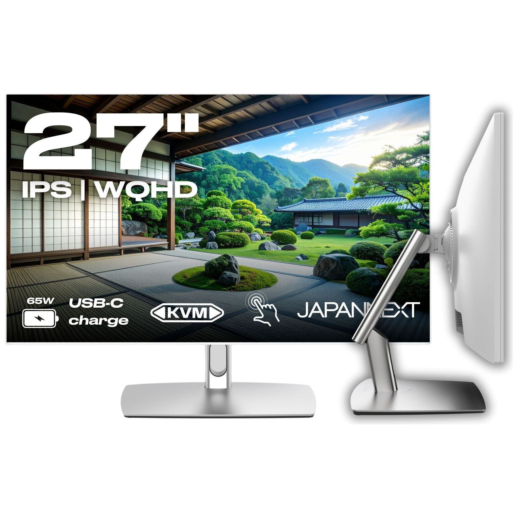 Ecran PC JAPANNEXT Ecran Tactile 27" IPS WQHD Bras Blanc