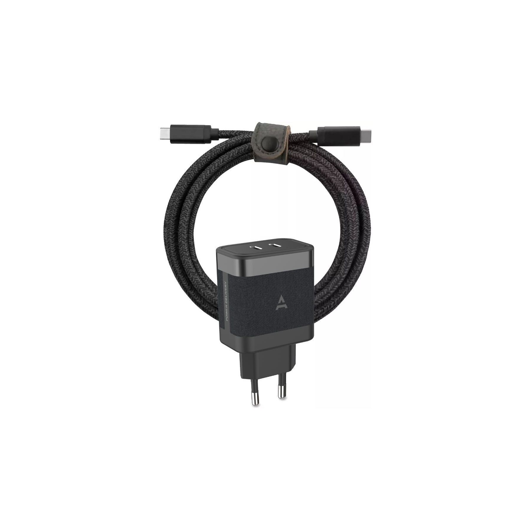 Chargeur ordinateur portable ADEQWAT 65W 2 USB-C + Cable USB-C 2M - Noir