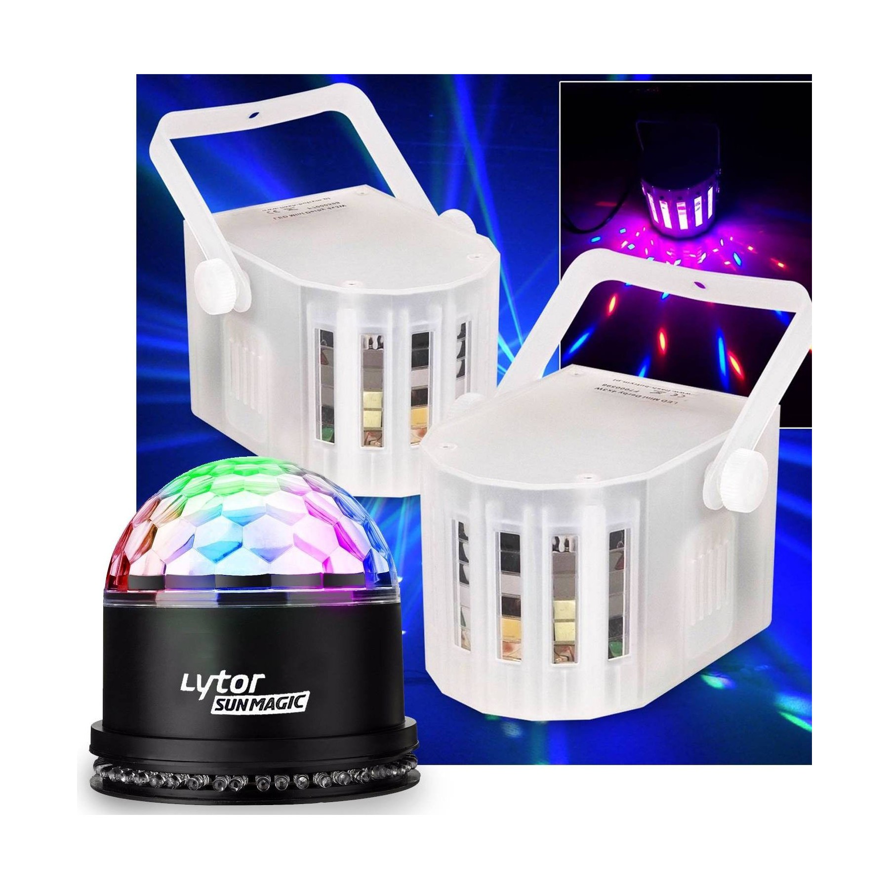 Jeu de lumières LYTOR Lot de 2 jeux de lumière effet DERBY à 4