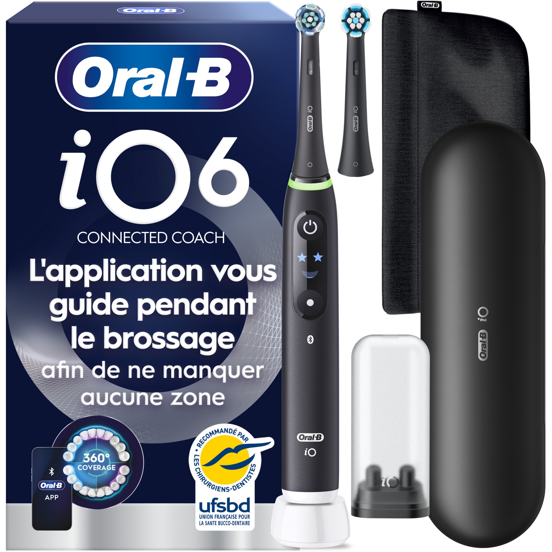 Brosse à dents électrique ORAL-B iO6 Noire Luxe Edition