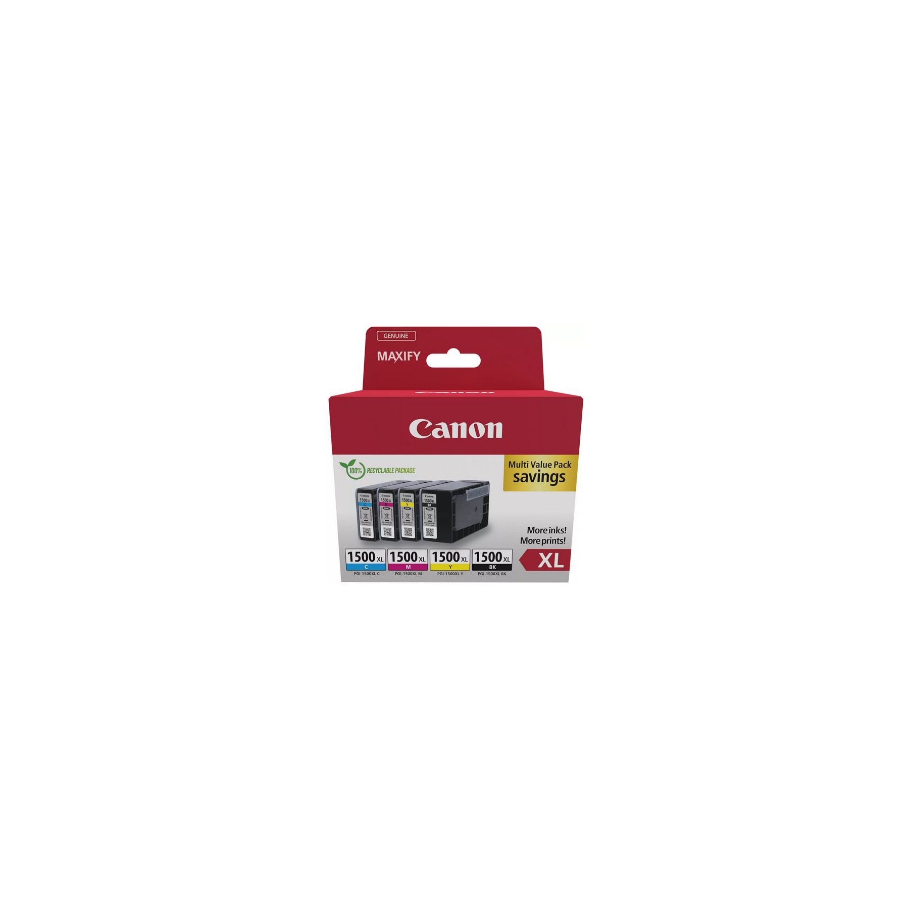 Cartouche d'encre CANON Pack Multipack 4 Originales PGI-1500 XL (Noir + 3 Couleurs) - 9218B004