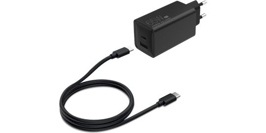 Chargeur ordinateur portable ESSENTIELB 65W USB-A + USB-C + cable USB-C 2M Noir