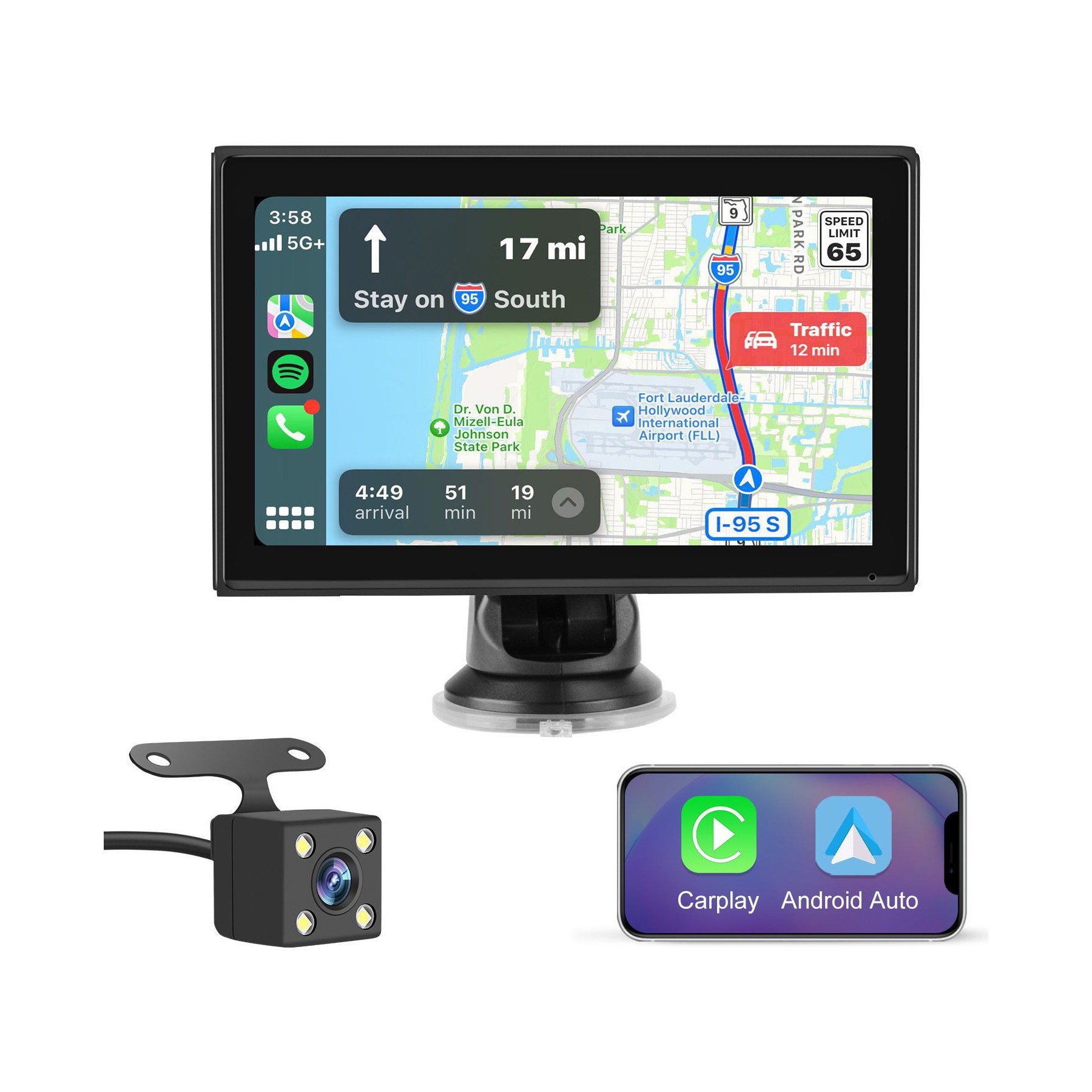 Autoradio connecté JUNSUN 7" GPS KAM USB Avec écran Carplay